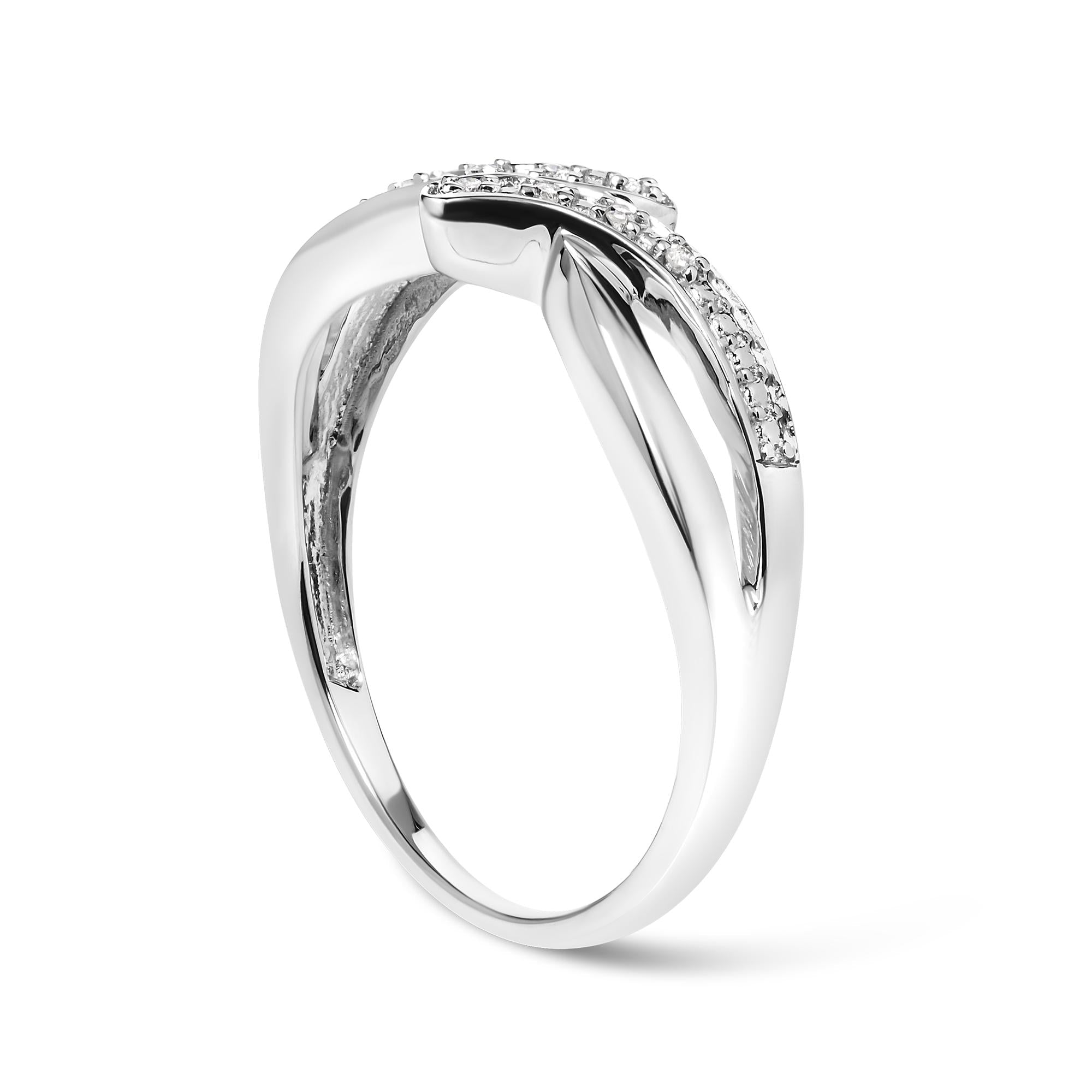 925 Sterling Silver Diamond Accent Bypass and Split Shank Band Ring (I-J Color, I2-I3 Clarity) - Friggin Jewelry