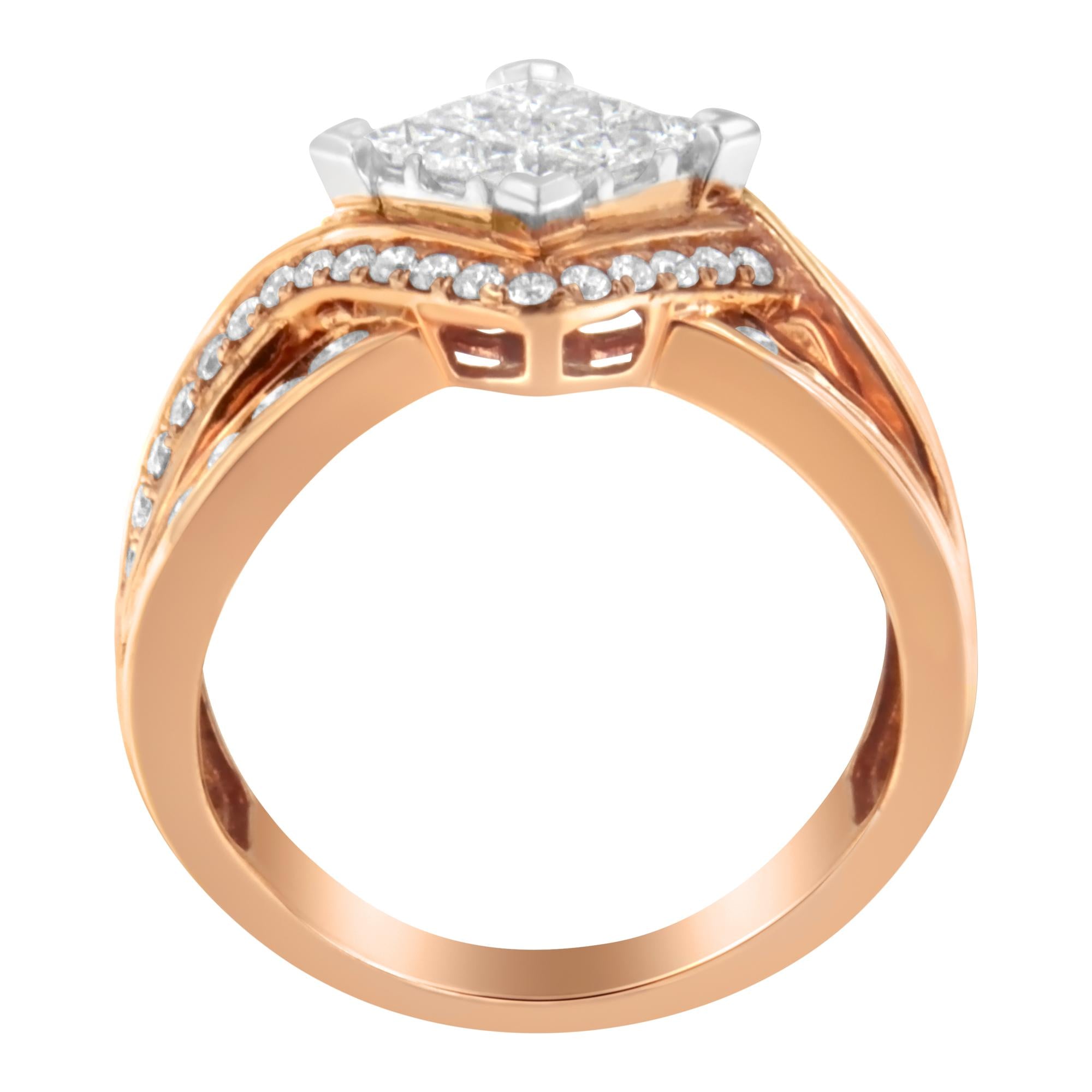 Two-Tone 10KT Gold Diamond Bypass Cocktail Ring (1 1/2 cttw, H-I Color, I1-I2 Clarity) - Friggin Jewelry
