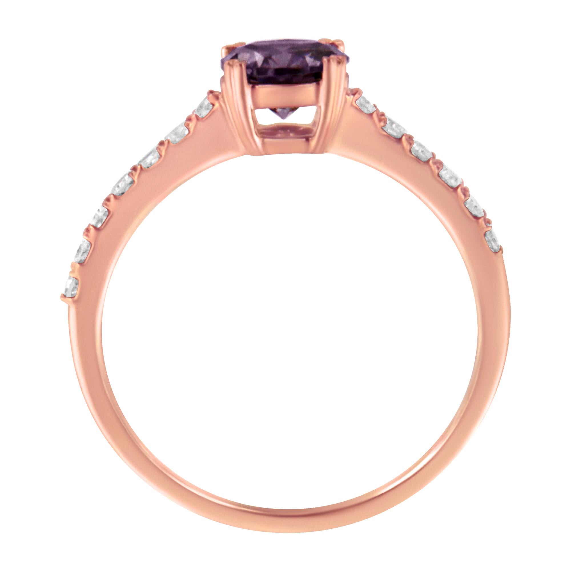 10K Rose Gold 1/4 Cttw Diamond and 6MM Gemstone Halo Ring(H-I Color, I1-I2 Clarity) - Friggin Jewelry