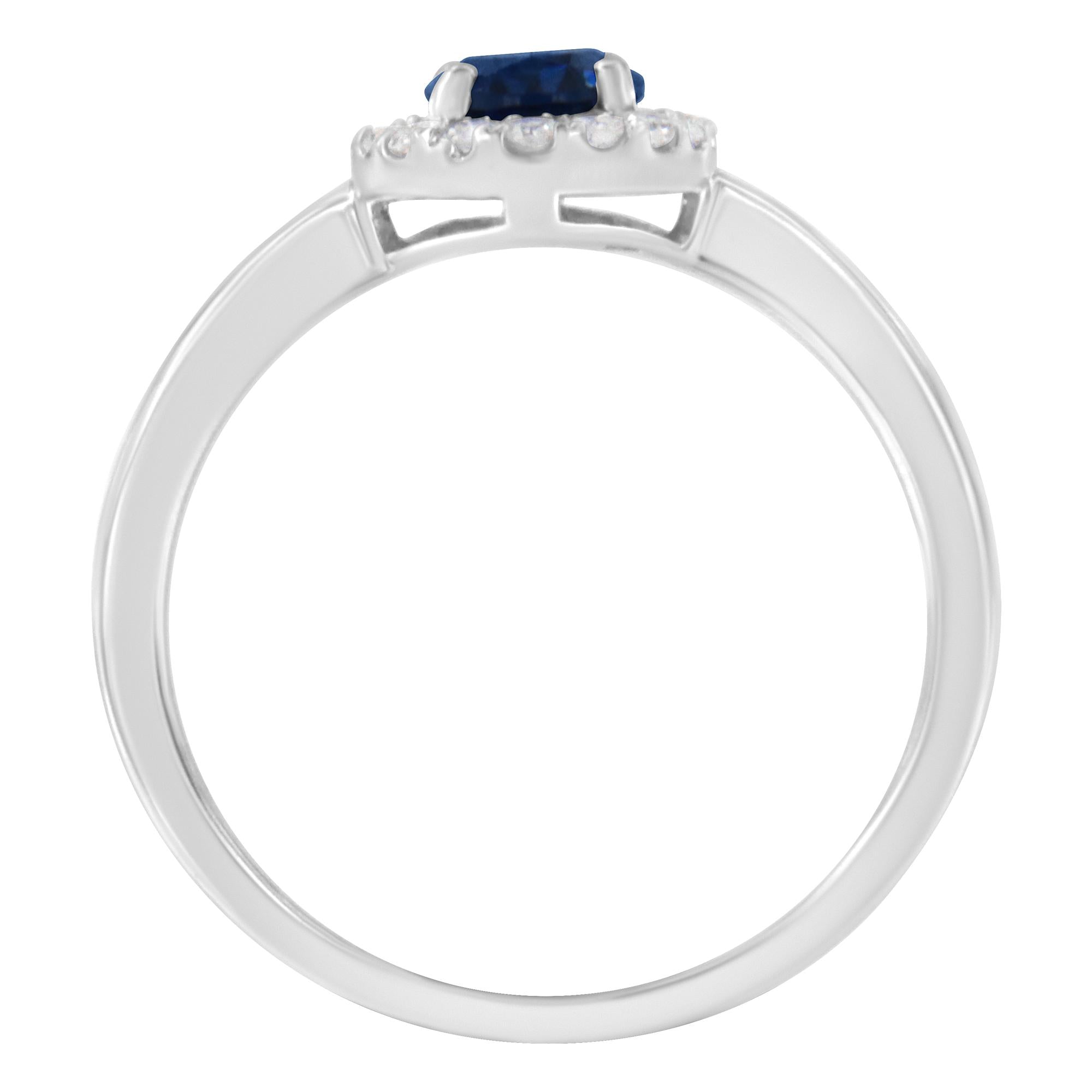 10K White Gold 1/5 Cttw Round Diamond and Prong Set 7MM Gemstone Halo Cocktail Ring (H-I Color, I1-I2 Clarity) - Friggin Jewelry