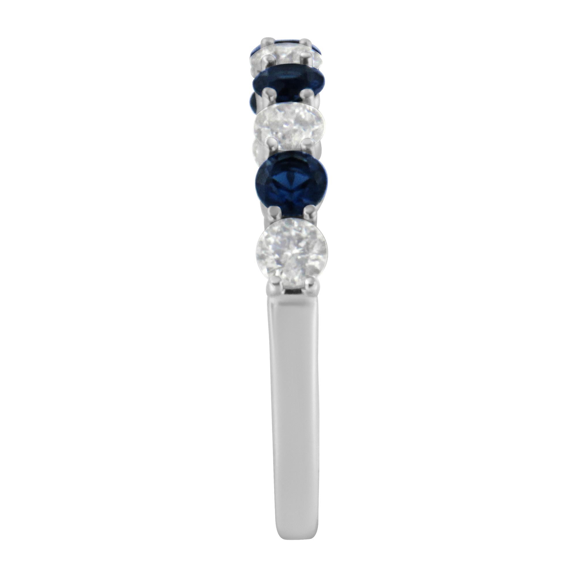 10KT White Gold 1/2 cttw Diamond and 3MM Created Gemstone Band Ring (H-I, I1-I2) - Friggin Jewelry