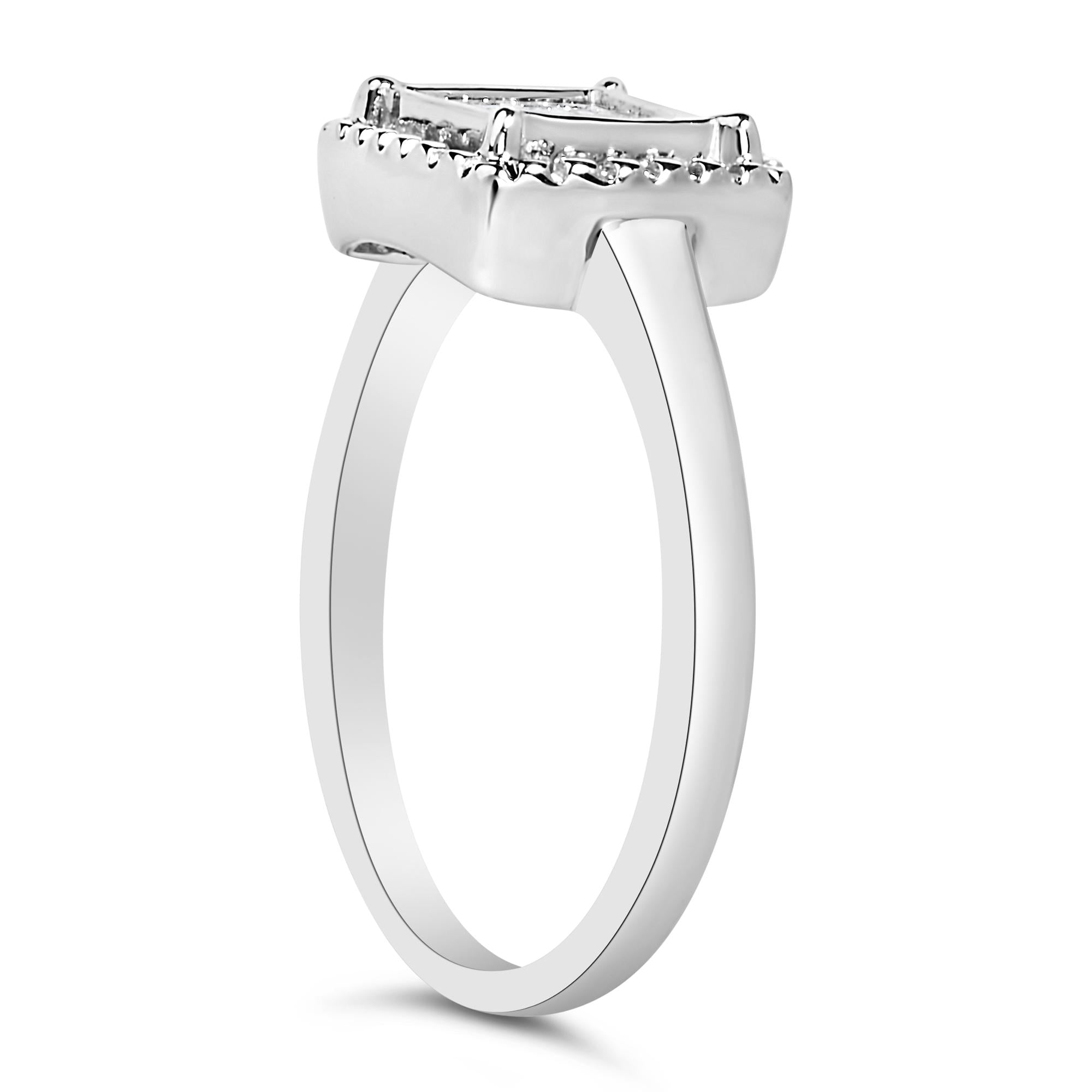 .925 Sterling Silver 1/5 Cttw Invisible Set Princess Cut Diamond Promise Ring with Beaded Halo (H-I Color, I1-I2 Clarity) - Friggin Jewelry