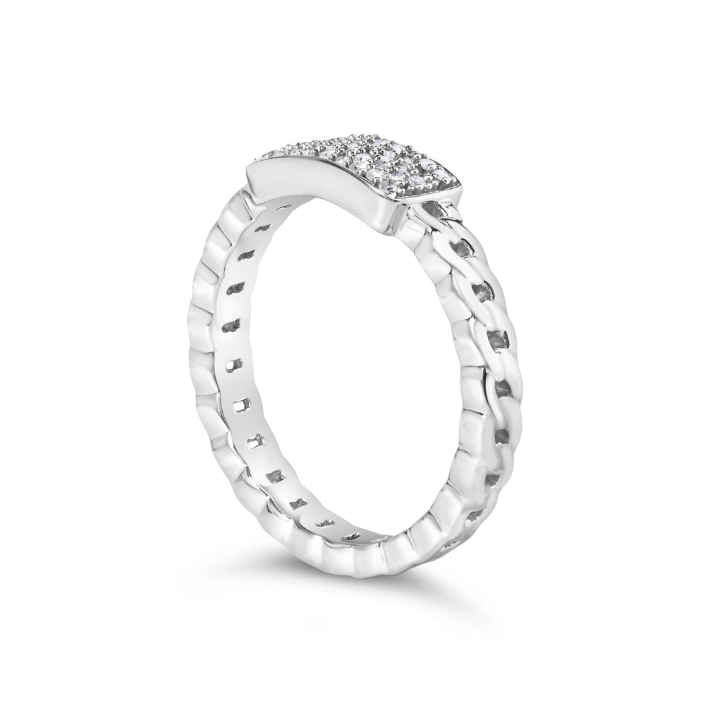 .925 Sterling Silver 1/5 Cttw Diamond ID and Cuban Link Band Ring (I-J Color, I2-I3 Clarity) - Friggin Jewelry