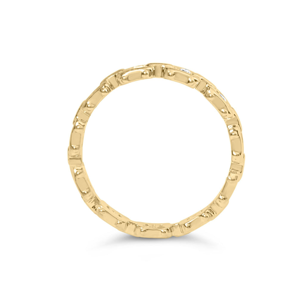 10K Yellow Gold 1/10 Cttw Paperclip Style Link Band Ring (H-I Color, I1-I2 Clarity) - Friggin Jewelry
