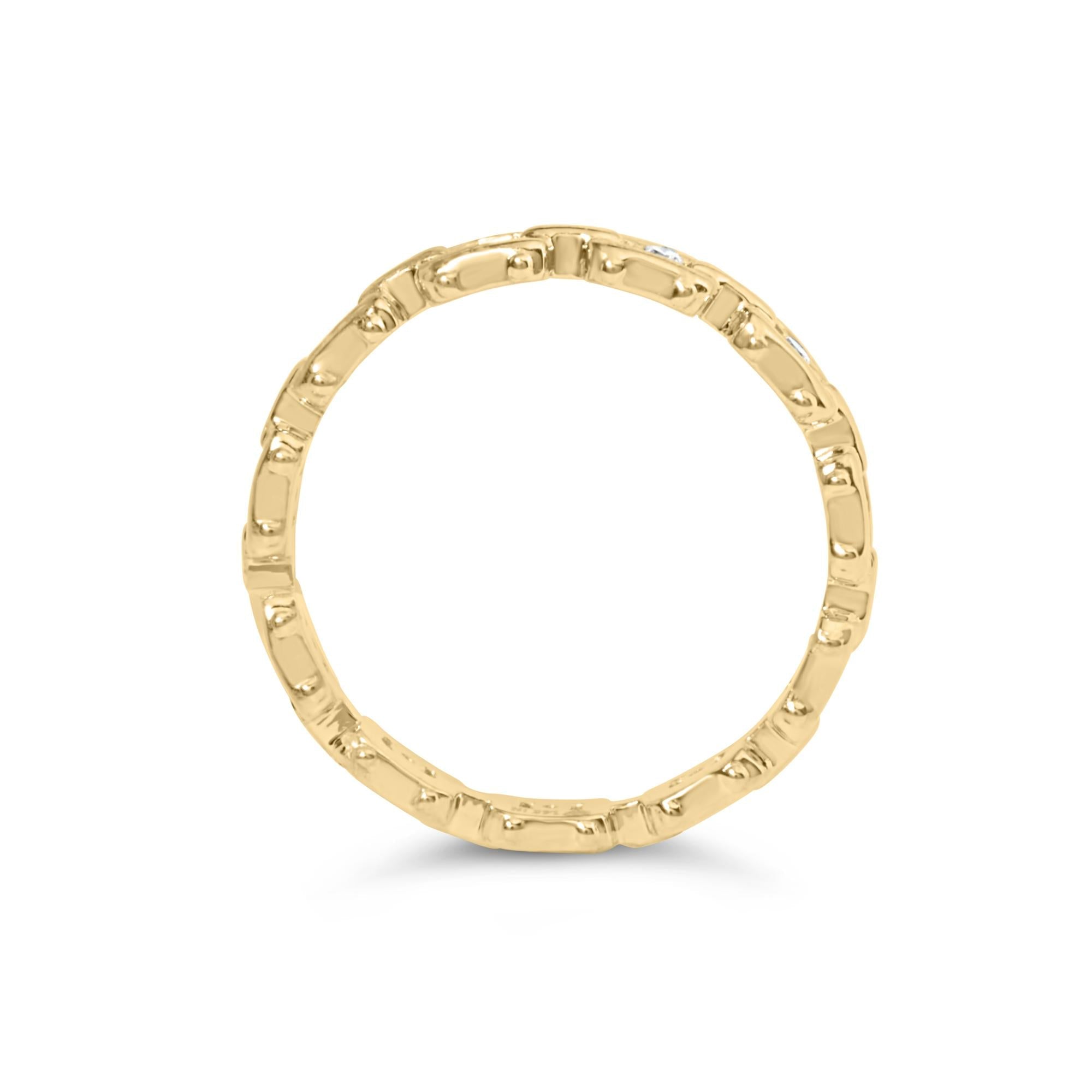 10K Yellow Gold 1/10 Cttw Paperclip Style Link Band Ring (H-I Color, I1-I2 Clarity) - Friggin Jewelry