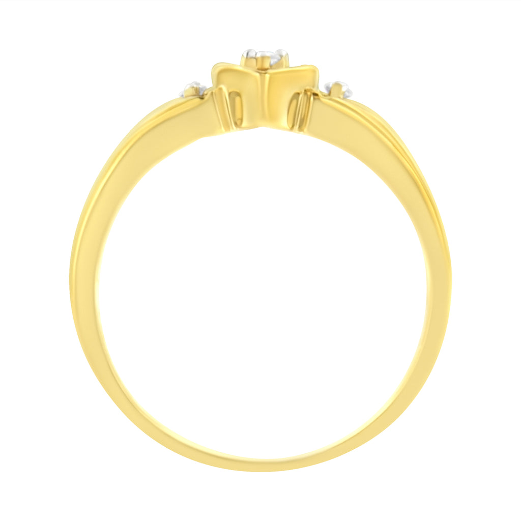 10KT Yellow Gold 1/20 cttw Diamond Triple Heart Diamond Ring (K-L, I1-I2) - Friggin Jewelry