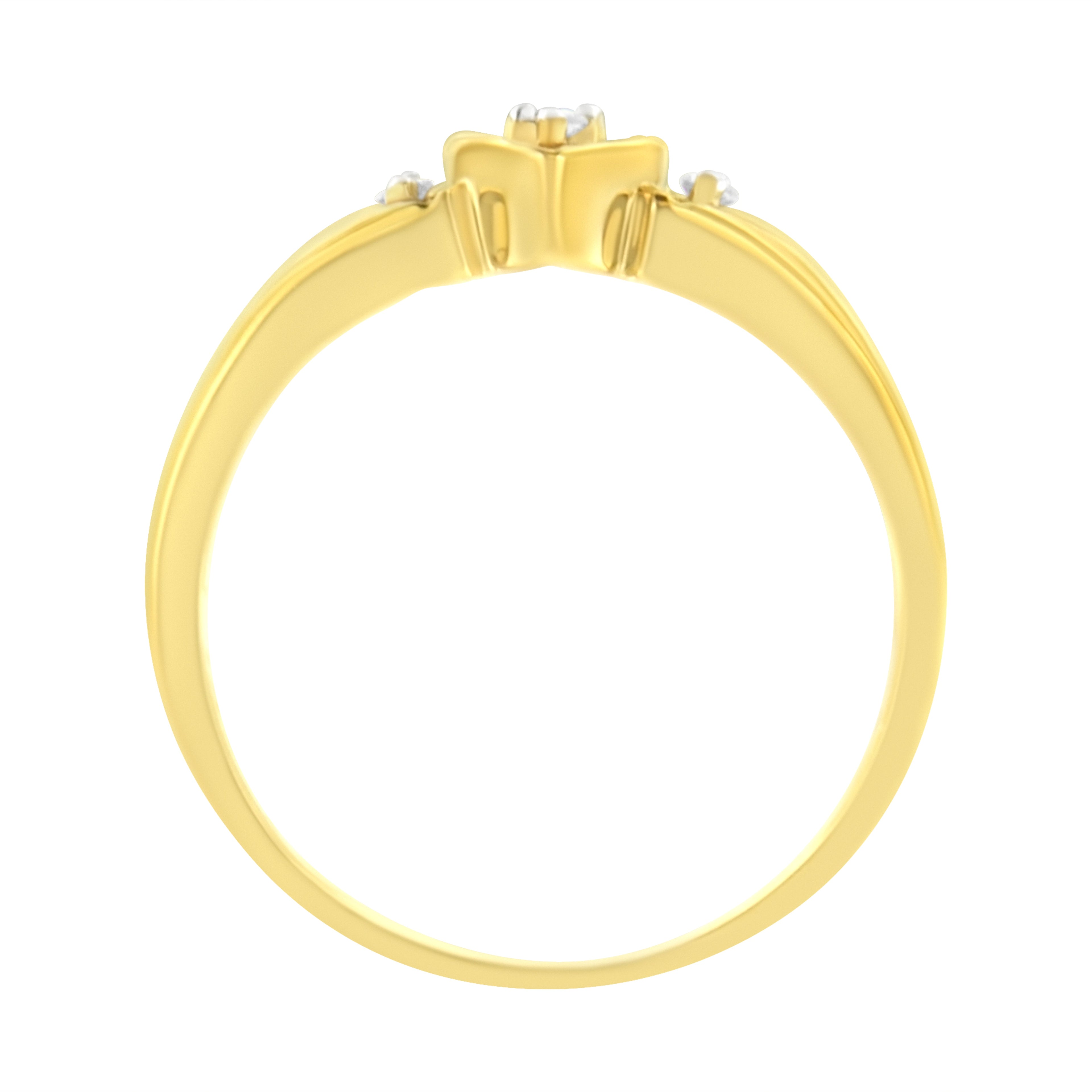10KT Yellow Gold 1/20 cttw Diamond Triple Heart Diamond Ring (K-L, I1-I2) - Friggin Jewelry