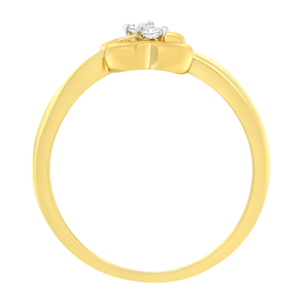 14KT Yellow Gold 1/20 ctw. Dual Heart Diamond Ring (K-L, I1-I2) - Friggin Jewelry