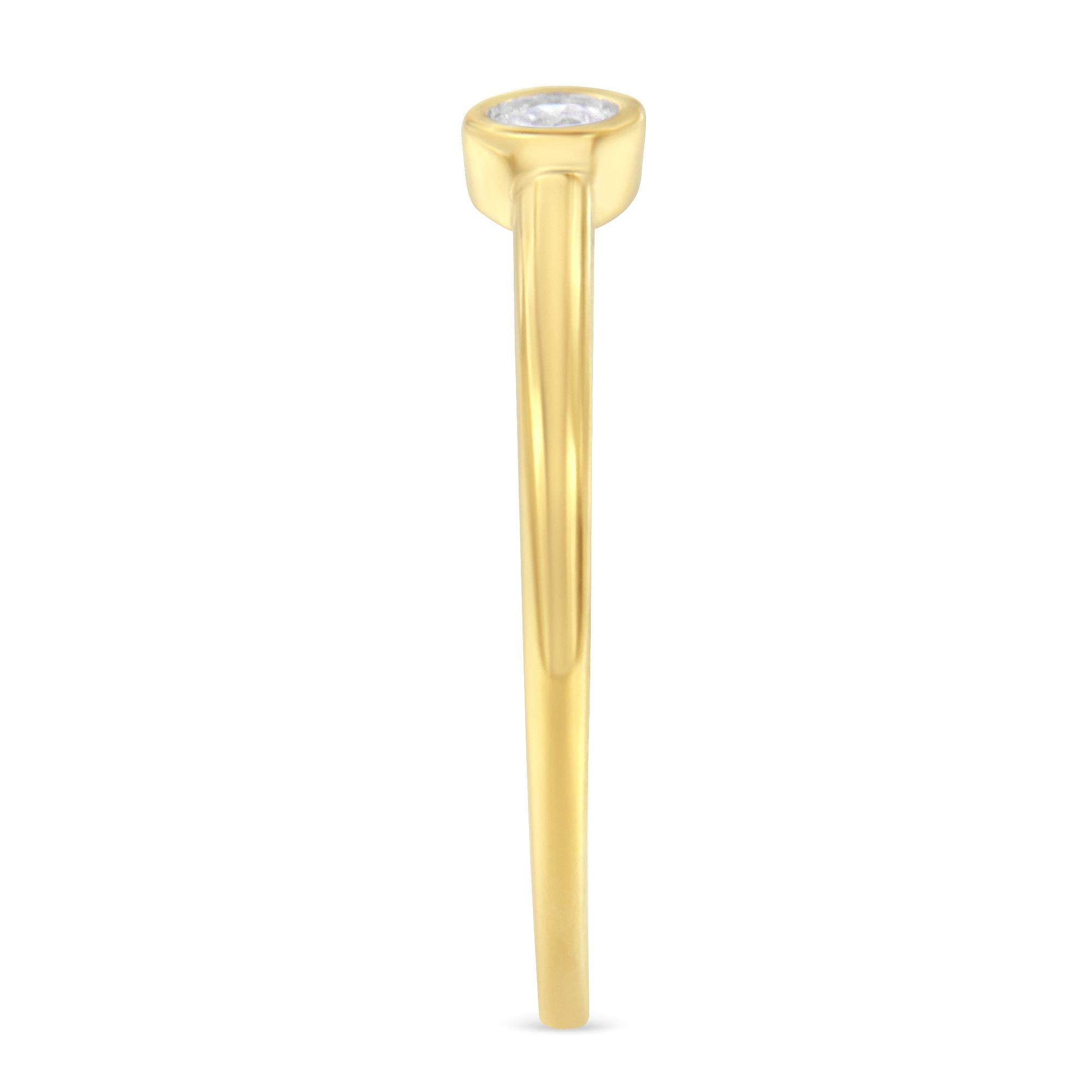 Anello in argento sterling 925 placcato oro giallo 14 carati con diamanti incastonati (1/20 ct, colore JK, purezza I1-I2) - Friggin Jewelry