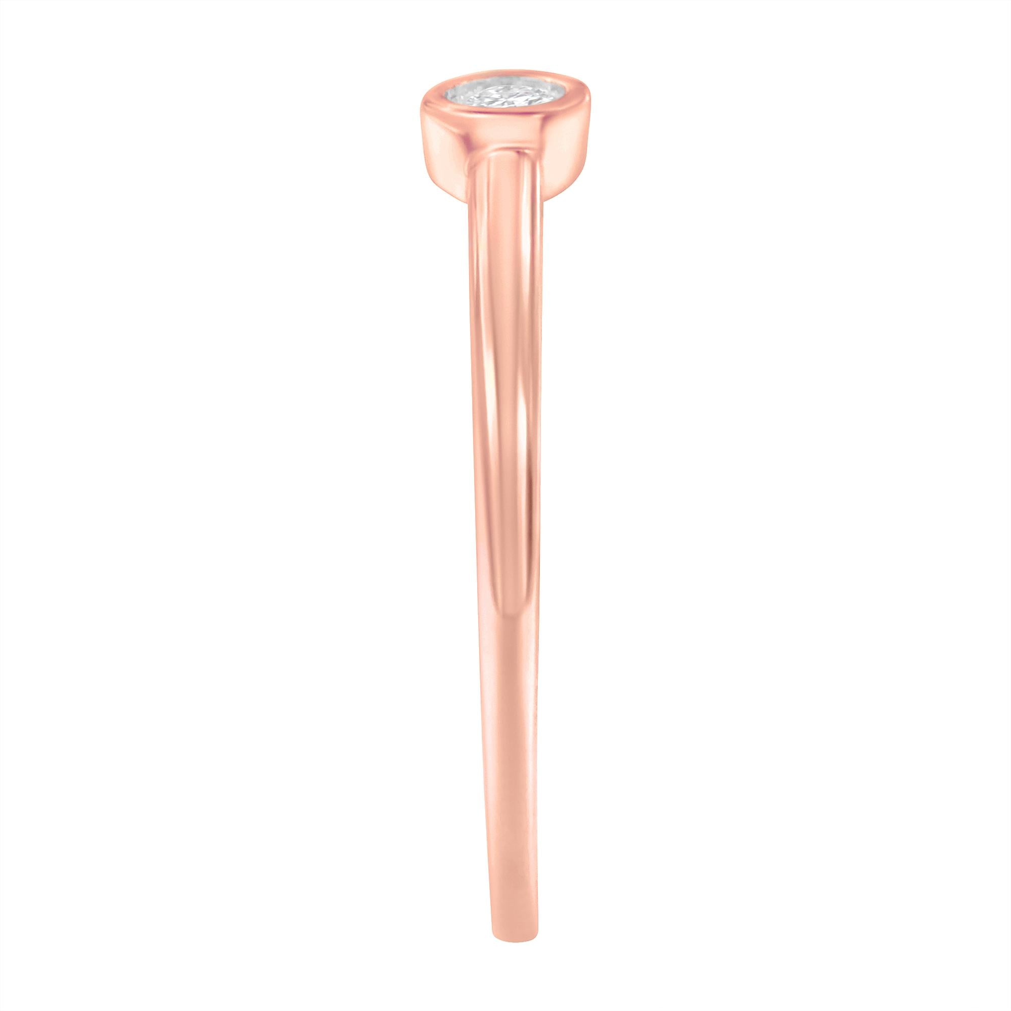14K Rose Gold Plated .925 Sterling Silver Miracle Set Diamond Ring (1/20 Cttw, J-K Color, I1-I2 Clarity) - Friggin Jewelry