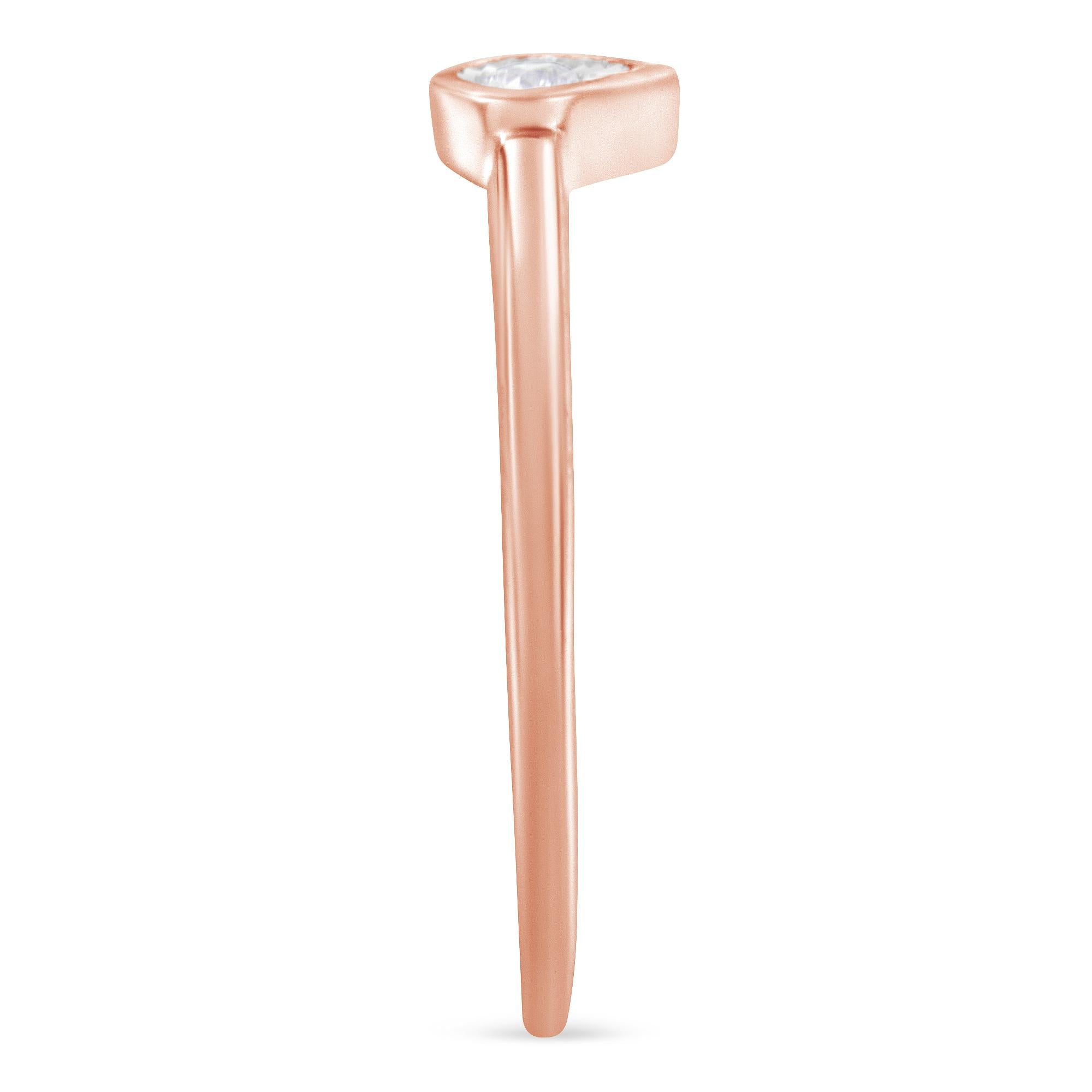 14K Rose Gold Plated .925 Sterling Silver 1/20 Carat Diamond Teardrop Pear-Shaped Miracle Set Petite Fashion Ring (J-K Color, I1-I2 Clarity) - Friggin Jewelry