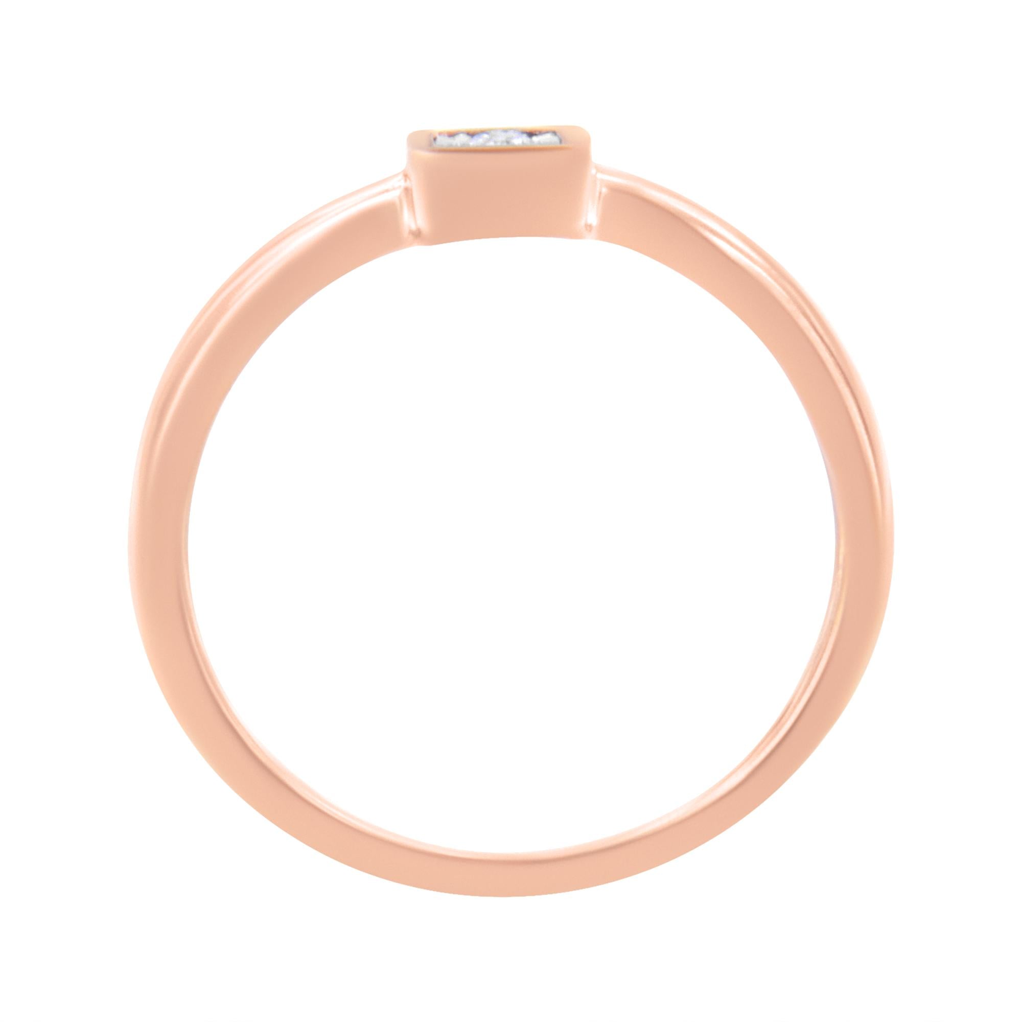 14K Rose Gold Plated .925 Sterling Silver 1/20 cttw Miracle Set Diamond Promise Ring (J-K Color, I1-I2 Clarity) - Friggin Jewelry