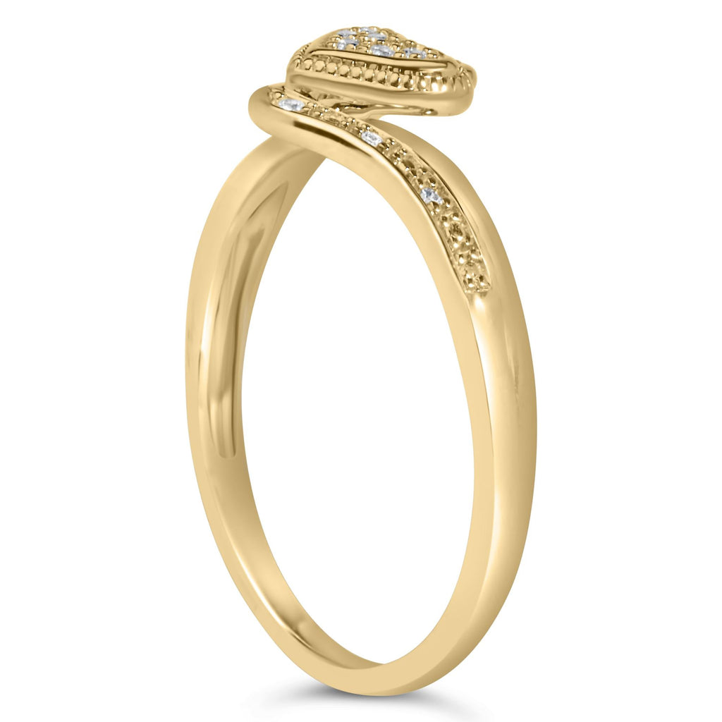 14K Yellow Gold Plated .925 Sterling Silver Diamond Accent Filigree Heart Promise Ring (I-J Color, I3 Clarity) - Friggin Jewelry