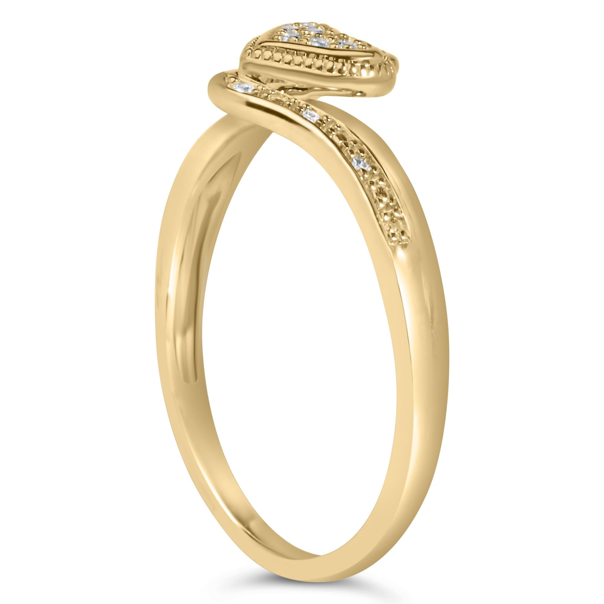 14K Yellow Gold Plated .925 Sterling Silver Diamond Accent Filigree Heart Promise Ring (I-J Color, I3 Clarity) - Friggin Jewelry