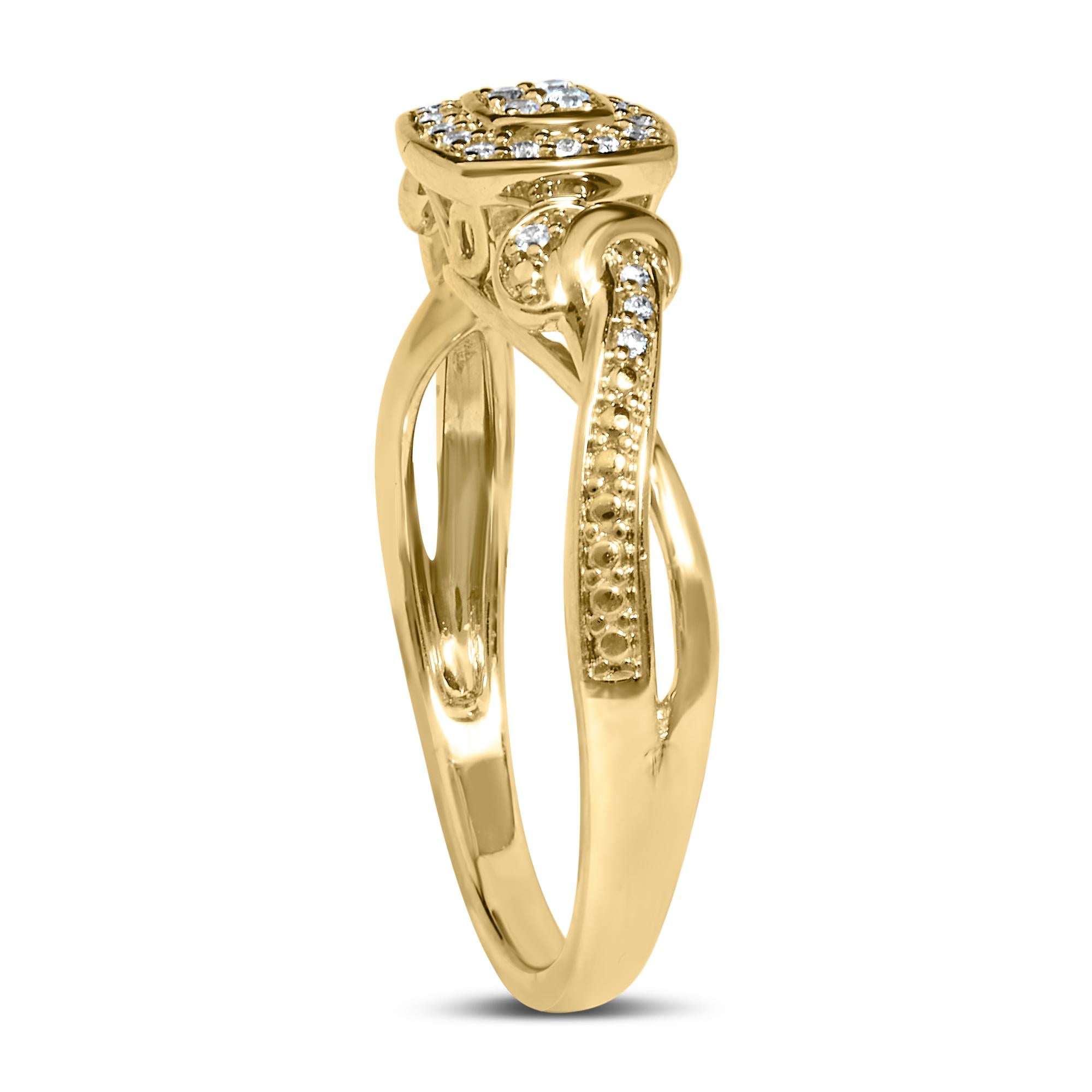 14K Yellow Gold Plated .925 Sterling Silver 1/10 Cttw Round-Cut Diamond Composite Halo Engagement Ring - Friggin Jewelry