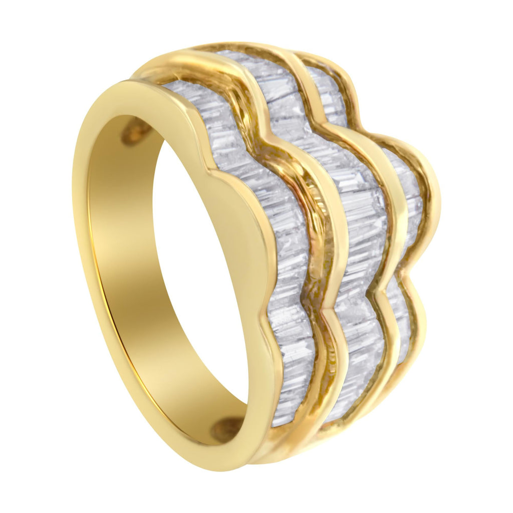 14KT Yellow Gold Diamond Multi-Row Band Ring (1 1/4 cttw, H-I Color, SI1-SI2 Clarity) - Friggin Jewelry Premium