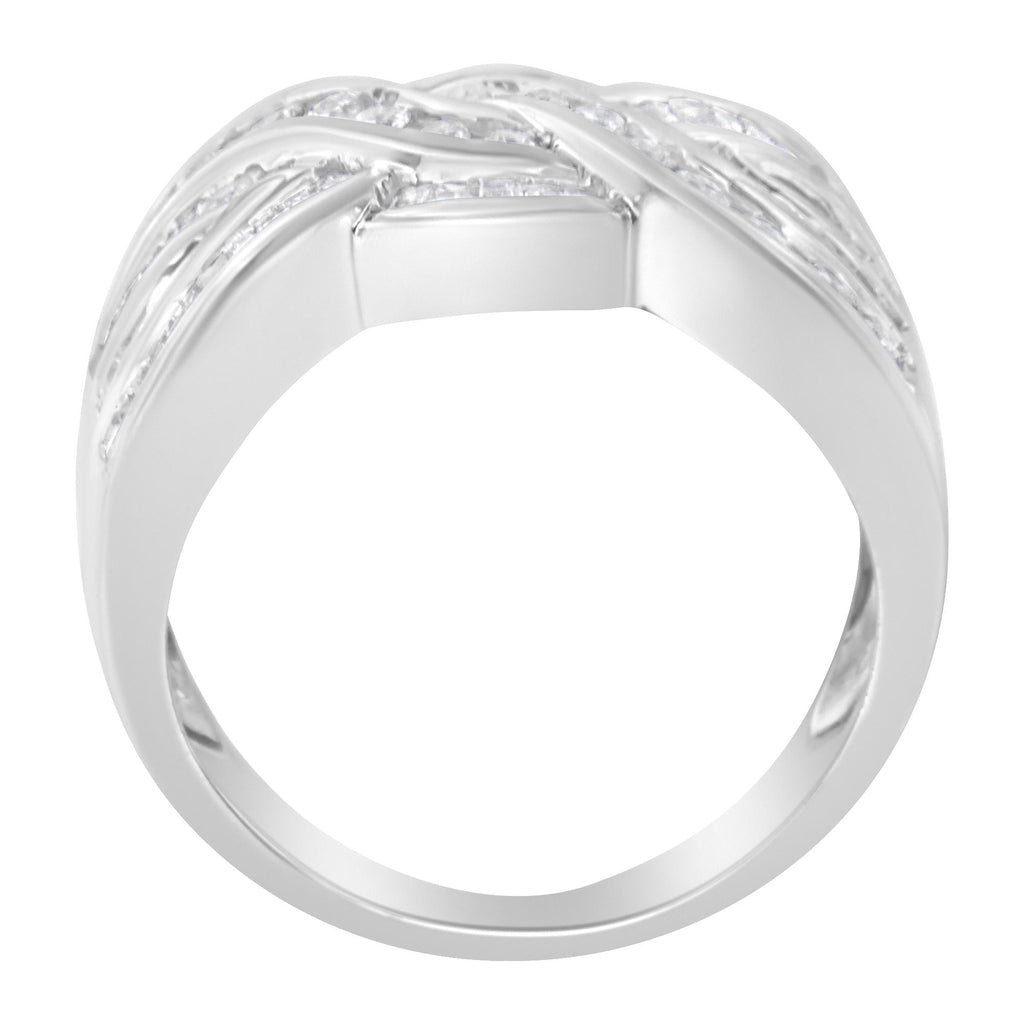 10K White Gold Diamond Bypass Ring (1 Cttw, H-I Color, I1-I2 Clarity) - Friggin Jewelry Premium