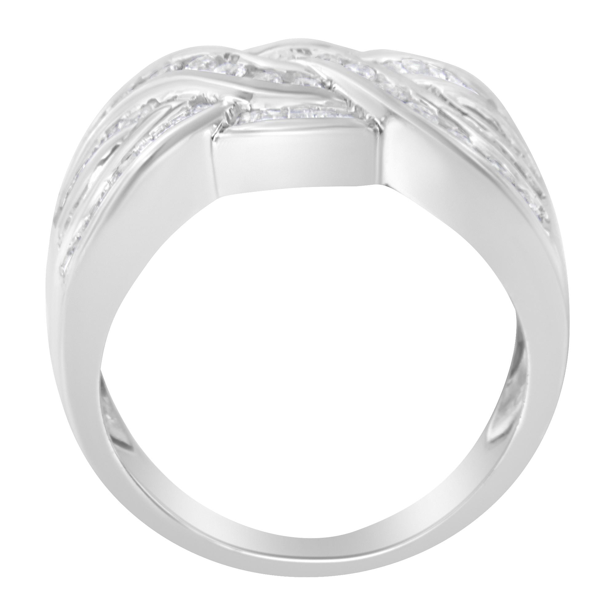 10K White Gold Diamond Bypass Ring (1 Cttw, H-I Color, I1-I2 Clarity) - Friggin Jewelry