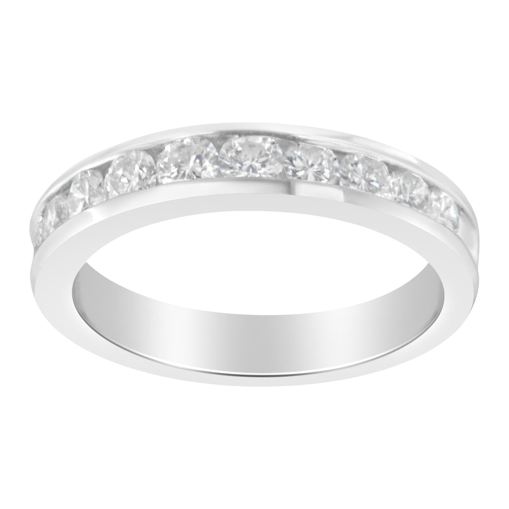 Fede nuziale a mezza eternità in oro bianco 18 carati con diamanti da 1,0 ct, certificata IGI (colore EF, purezza I1-I2) - Friggin Jewelry