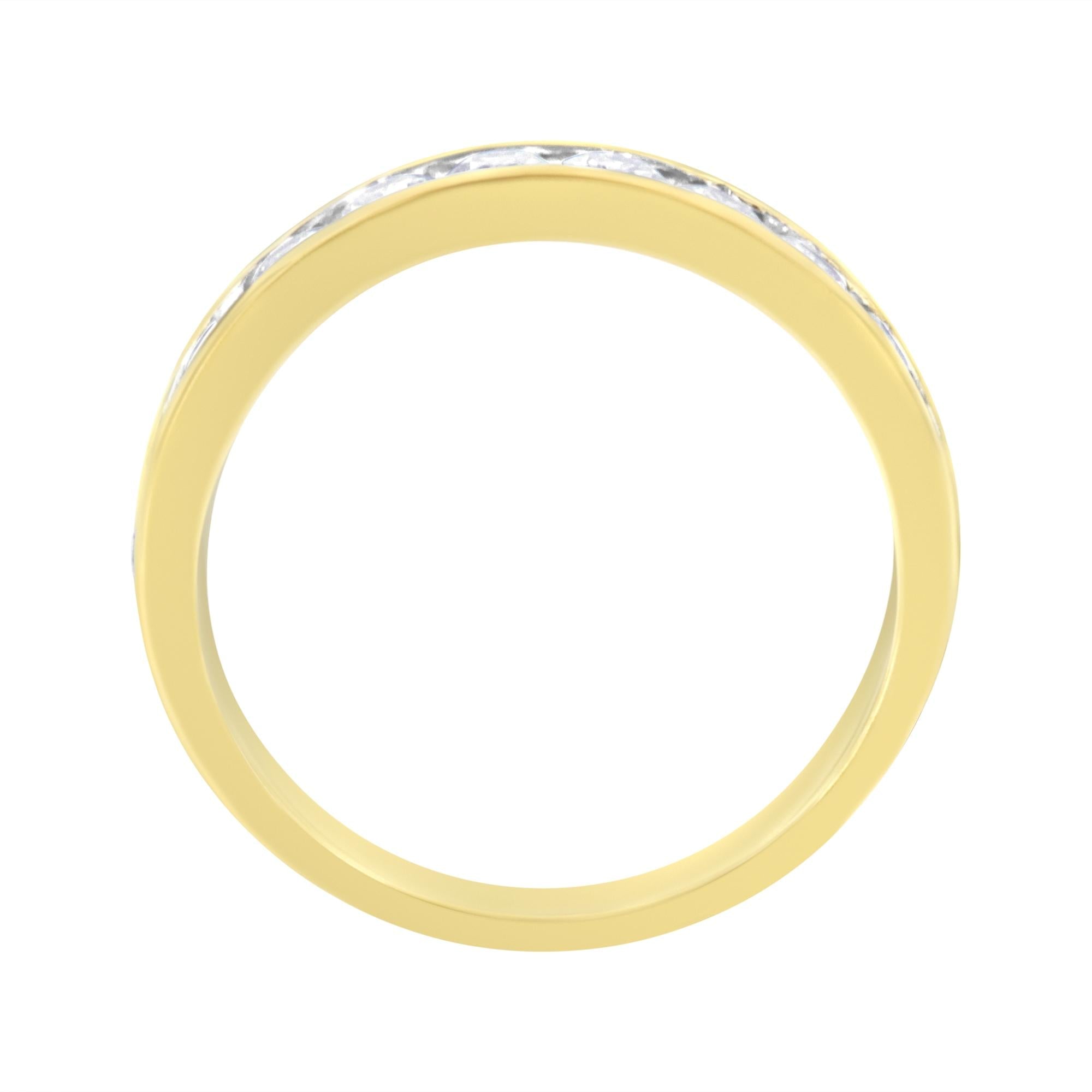 IGI Certified 18K Yellow Gold 1.0 Cttw Channel Set Round-Cut Diamond 11 Stone Anniversary/Wedding Band Ring (I-J Color, I1-I2 Clarity) - Friggin Jewelry