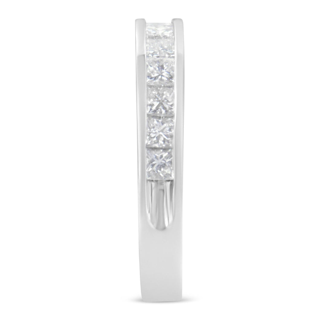 Anello da donna in oro bianco 18 carati con diamanti taglio principessa (1 carato, colore GH, purezza SI1-SI2) - Friggin Jewelry
