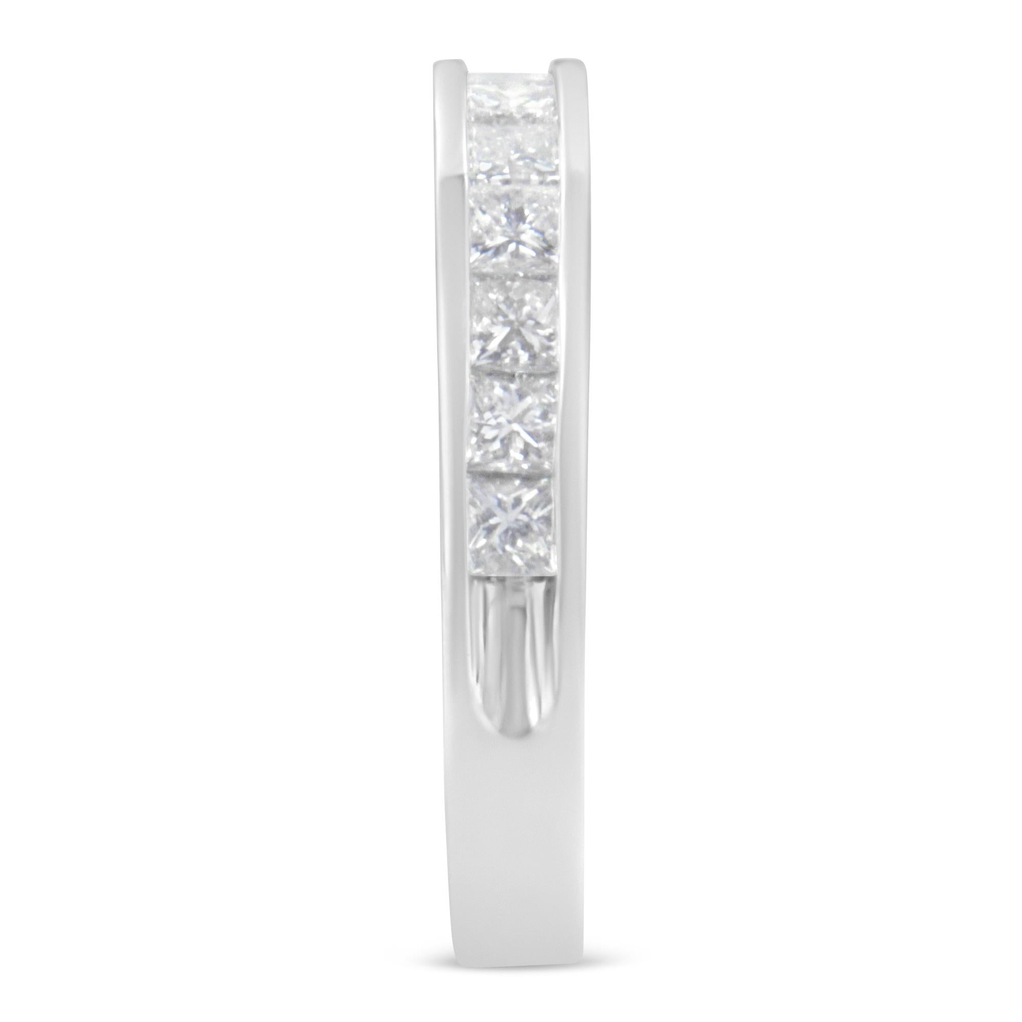 Women's 18K White Gold Princess Cut Diamond Band Ring (1 Cttw, G-H Color, SI1-SI2 Clarity) - Friggin Jewelry