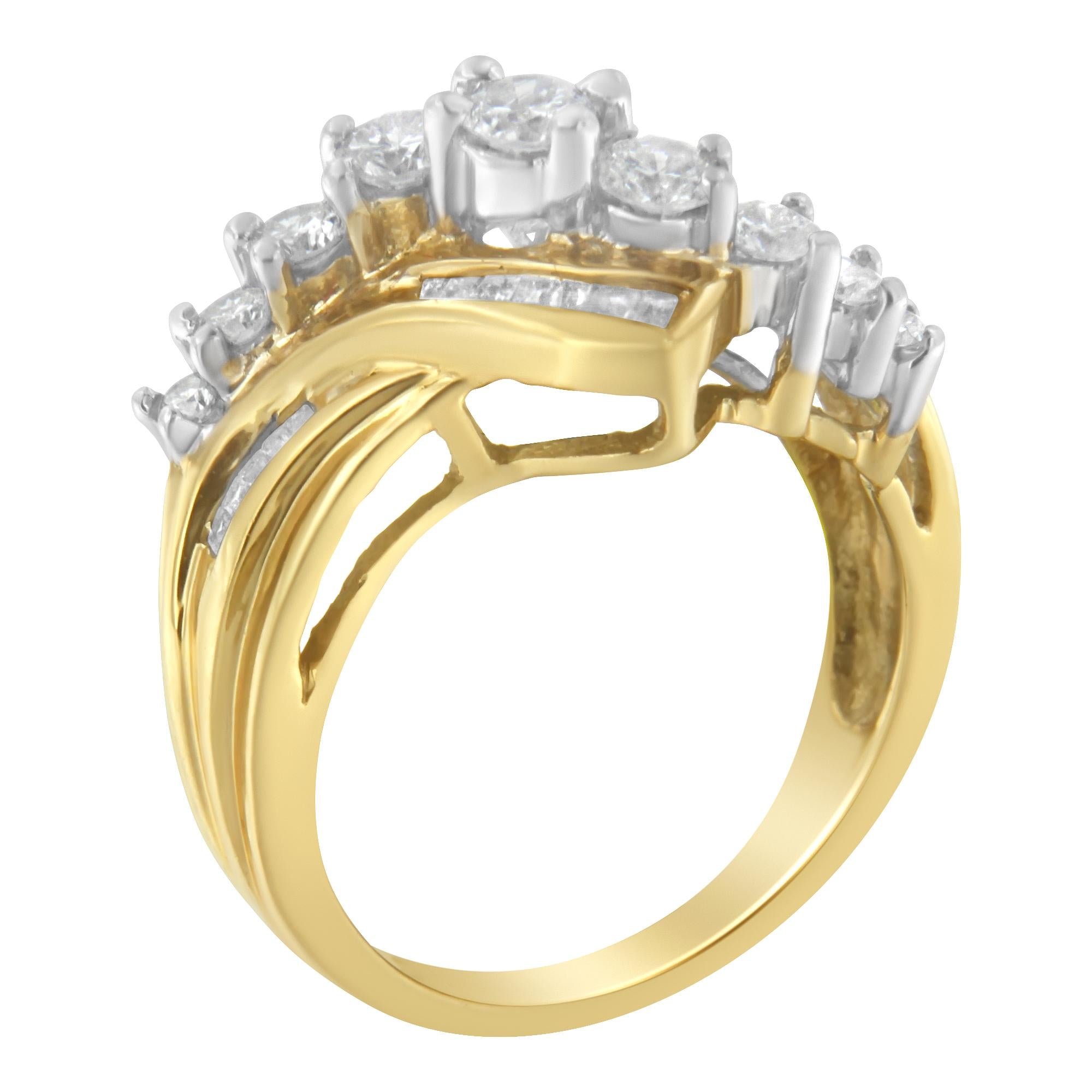 Anello bypass con diamanti bicolore 10K (1 carato, colore HI, purezza SI2-I1) - Friggin Jewelry