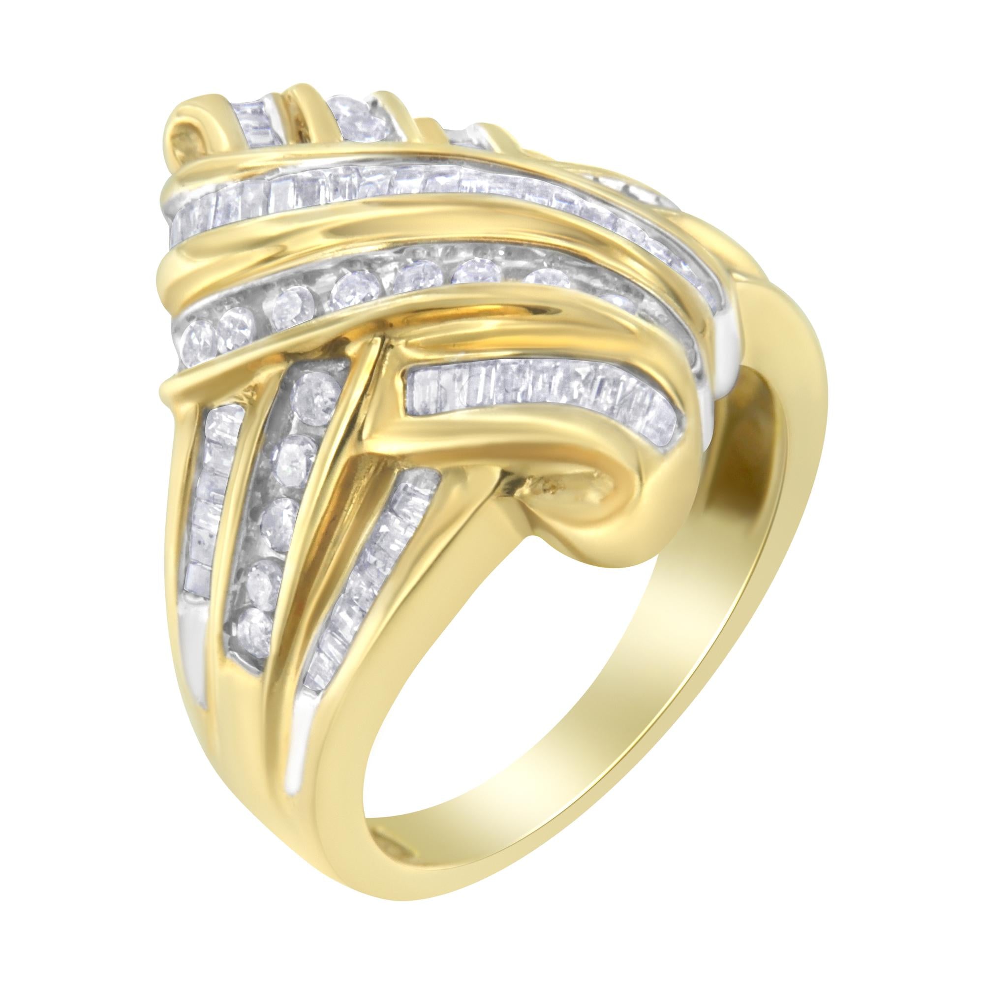10K Yellow Gold Diamond Bypass Ring (1.0 cttw, H-I Color, I2-I3 Clarity) - Friggin Jewelry