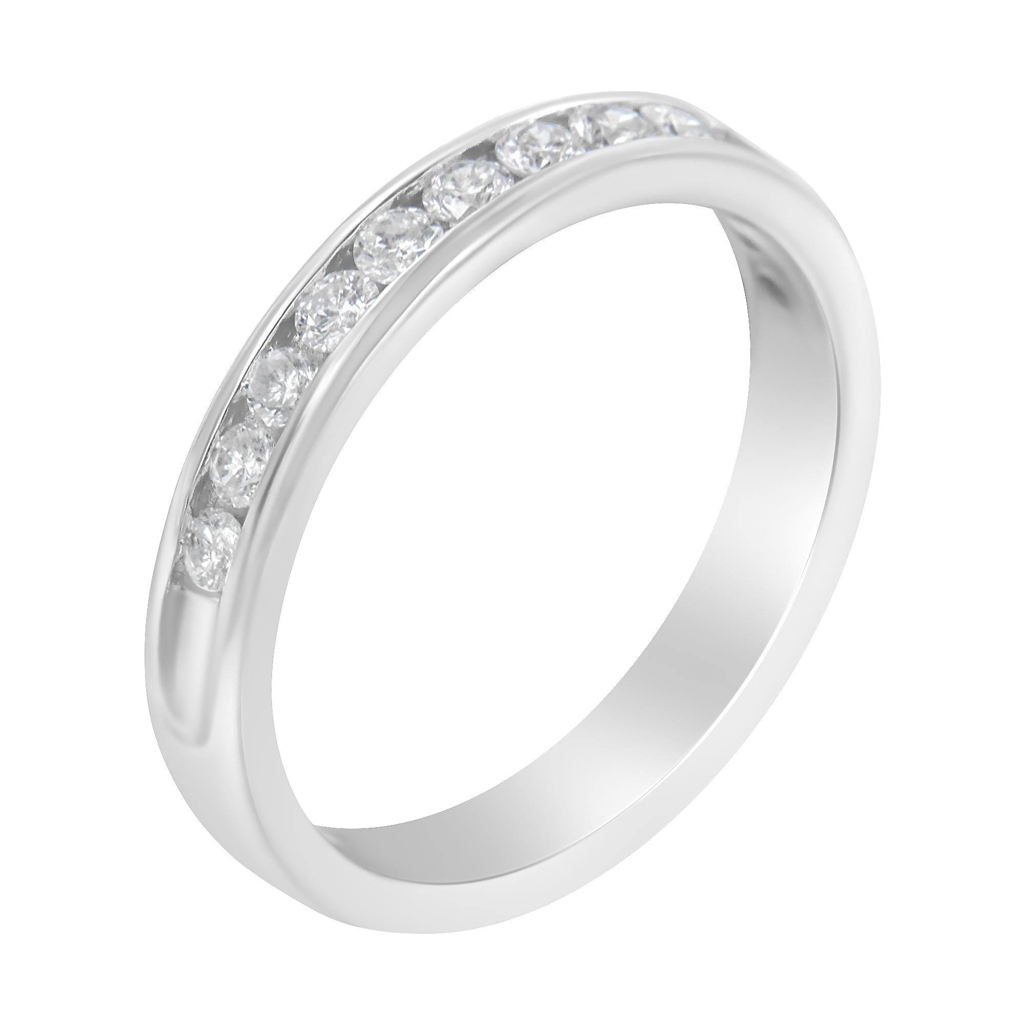 14K White Gold 1/2 cttw Diamond Band Ring (I-J Color, I2-I3 Clarity) - Friggin Jewelry
