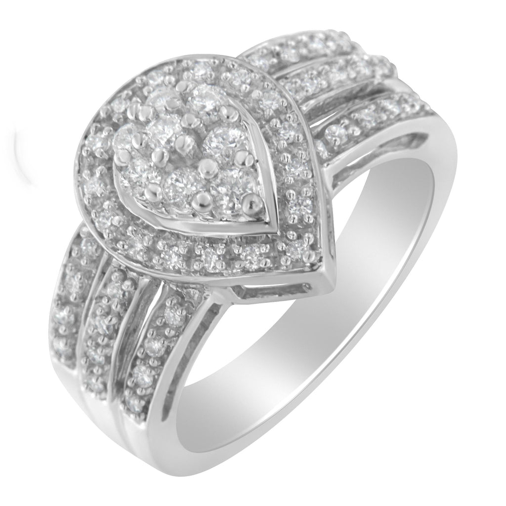 10K White Gold Diamond Cocktail Teardrop Ring (1/2 Cttw, H-I Color, SI2-I1 Clarity) - Friggin Jewelry