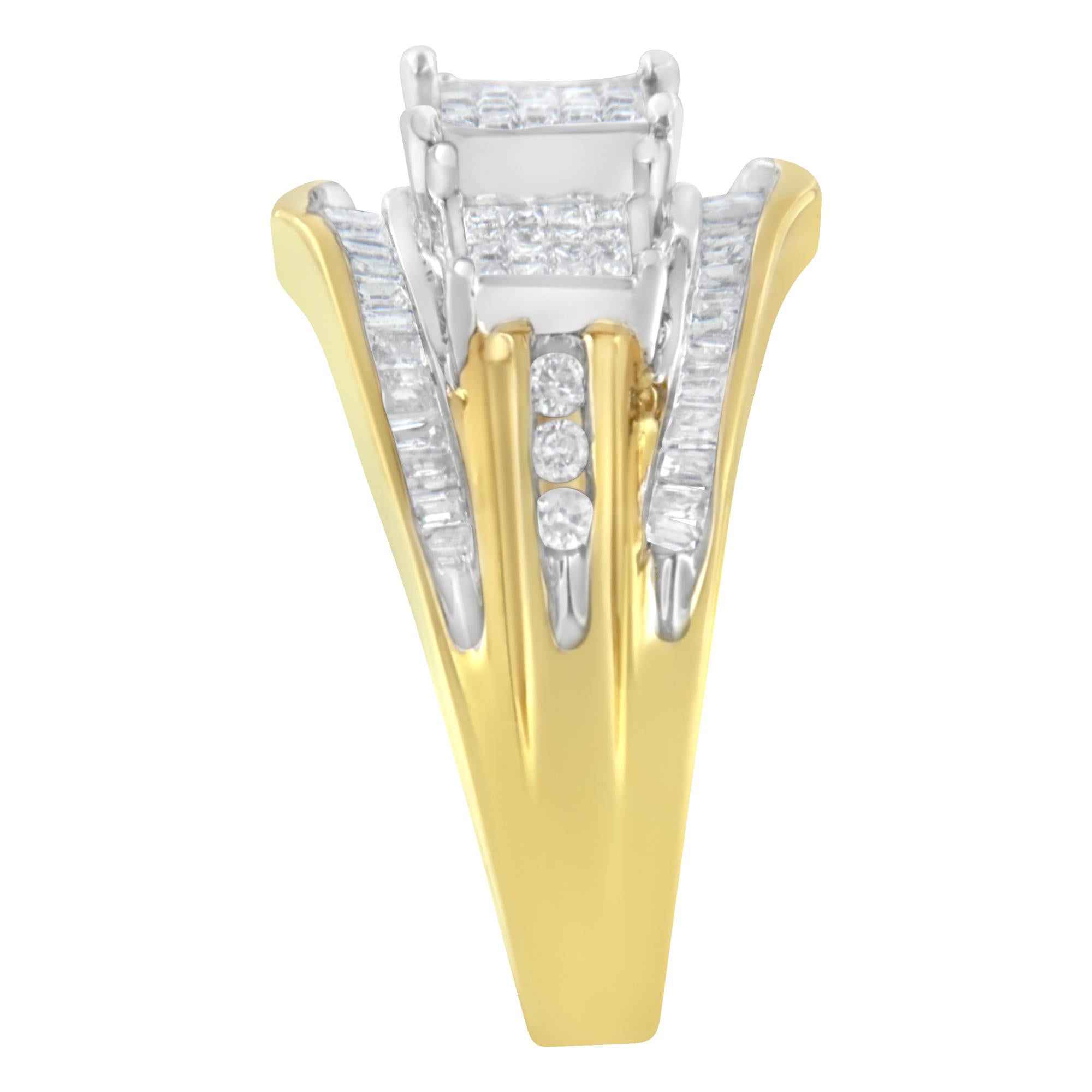 Anello in oro bicolore 10 carati con diamanti (1 carato, colore HI, purezza SI1-SI2) - Friggin Jewelry