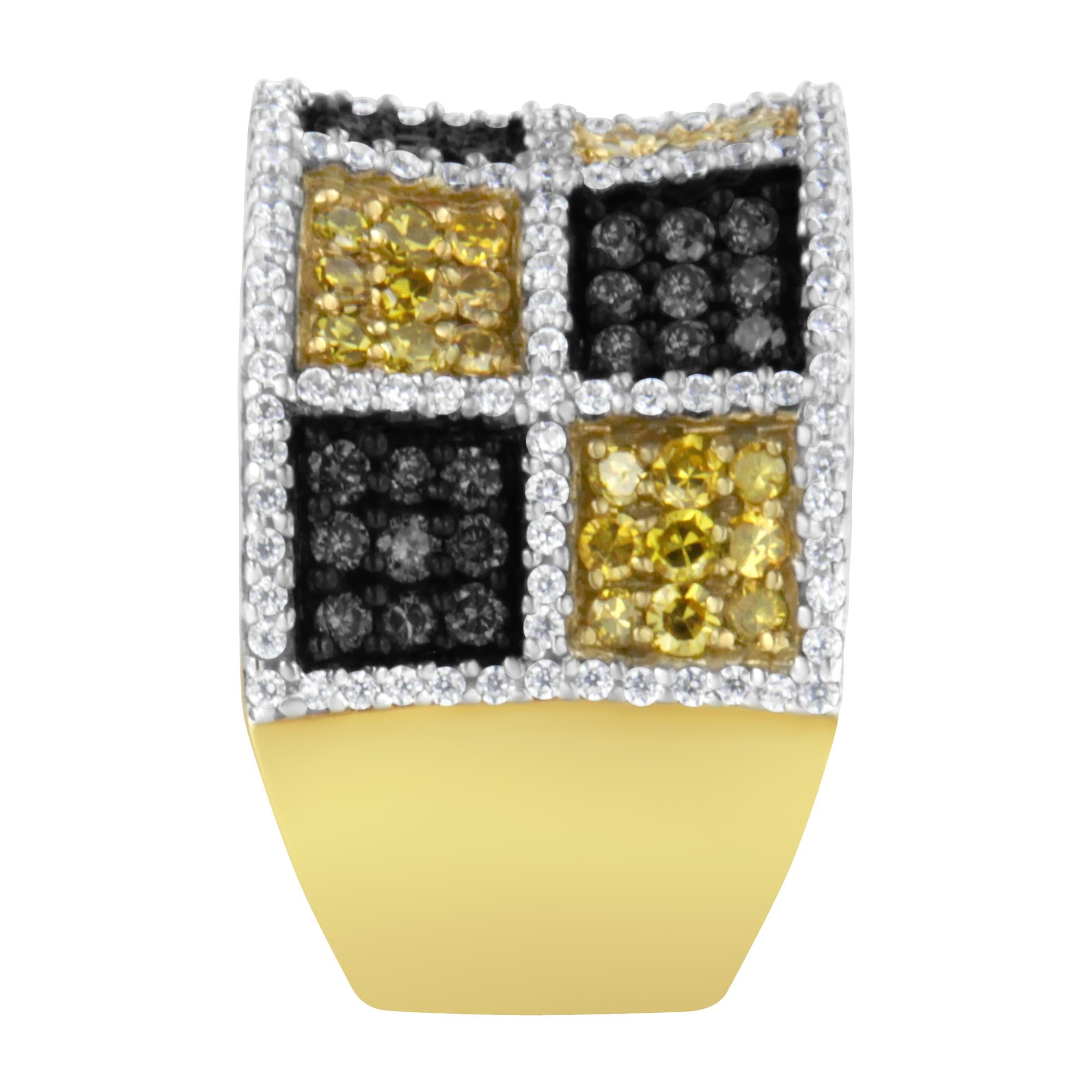 14KT Yellow Gold Champagne, Yellow and Round Diamond Band Ring (1 1/2 cttw, H-I Color, I1-I2 Clarity) - Friggin Jewelry