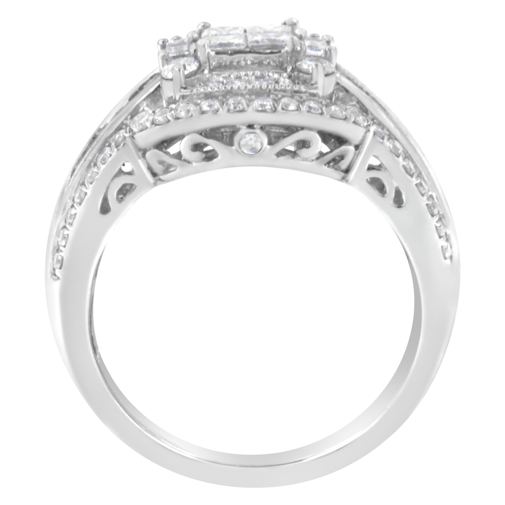 14KT White Gold Diamond Cocktail Ring (1 1/4 cttw, H-I Color, SI2-I1 Clarity) - Friggin Jewelry