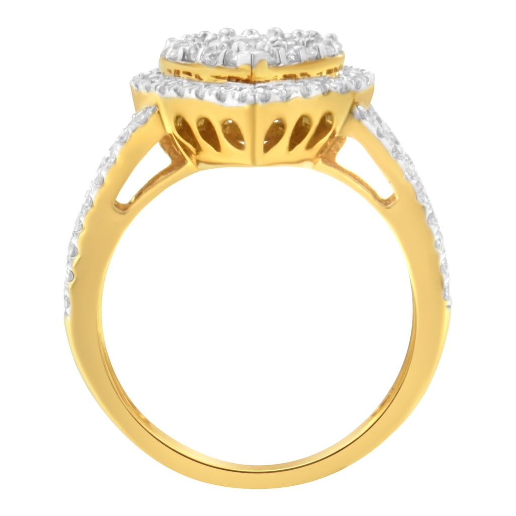 Anello con diamanti a grappolo in argento sterling placcato giallo da 2 micron (1 1/2 cttw, colore JK, purezza I1-I2) - Friggin Jewelry