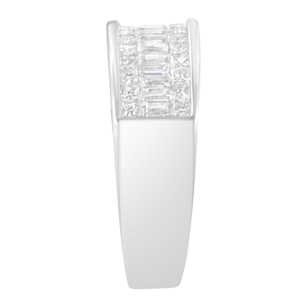 Anillo de oro blanco de 14 quilates con diamantes de talla princesa y baguette (1,0 quilates, color HI, claridad VS2-SI1) - Friggin Jewelry