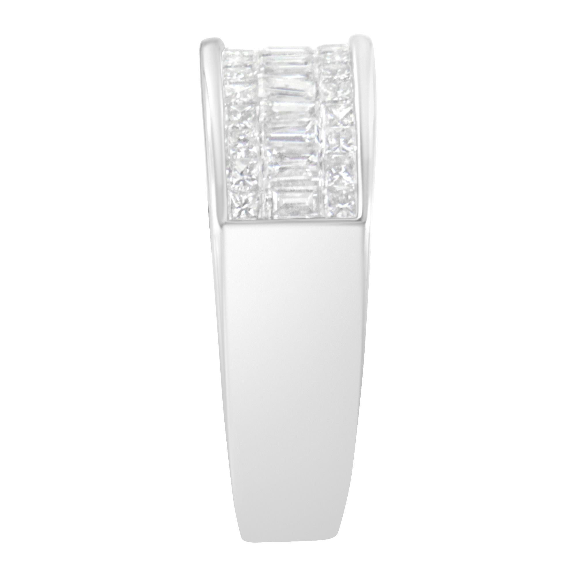 14K White Gold Princess and Baguette-cut Diamond Ring (1.0 Cttw, H-I Color, VS2-SI1 Clarity) - Friggin Jewelry
