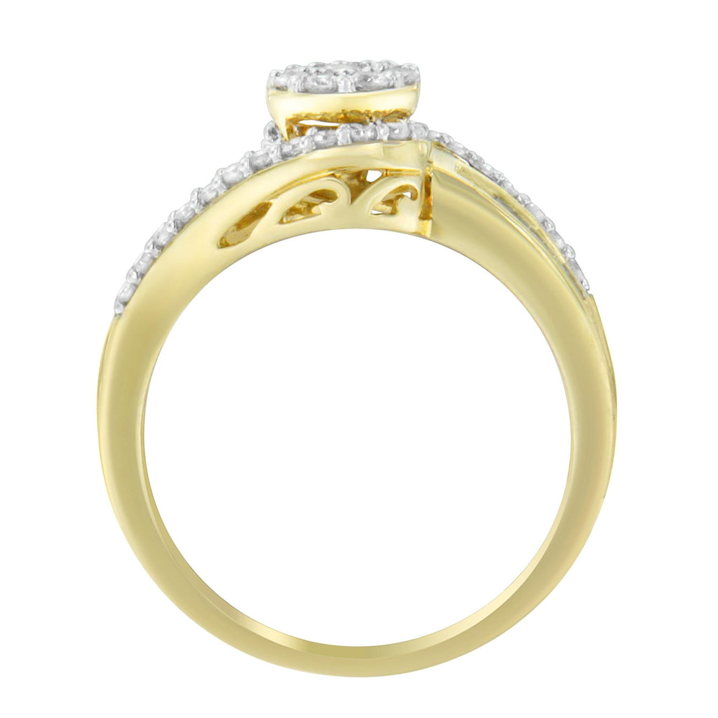 10K Yellow Gold Diamond Cluster Ring (1/2 Cttw, I-J Color, I2-I3 Clarity) - Friggin Jewelry