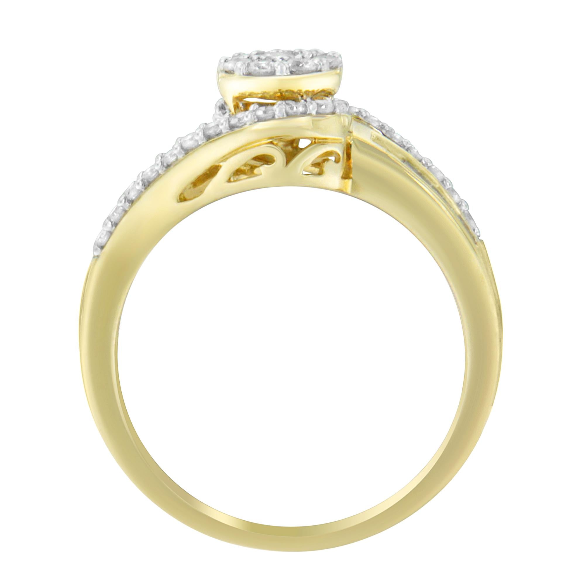 10K Yellow Gold Diamond Cluster Ring (1/2 Cttw, I-J Color, I2-I3 Clarity) - Friggin Jewelry