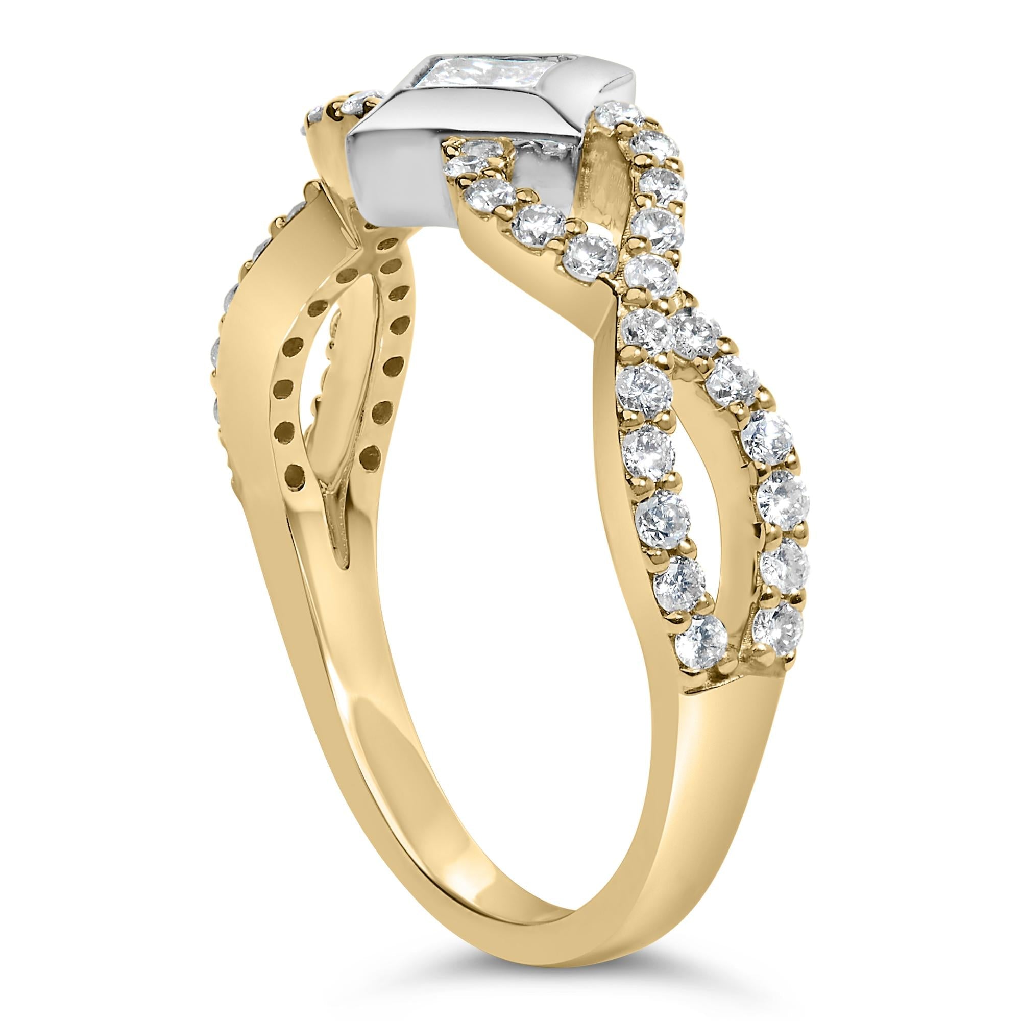 10K Two Tone Color 5/8 Cttw Diamond Kite and Twist Shank Ring (H-I Color,SI2-I1 Clarity) - Friggin Jewelry