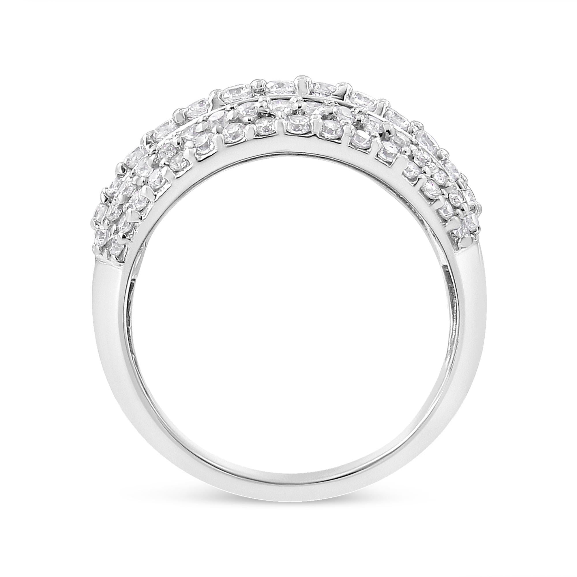 .925 Sterling Silver 2.00 Cttw Round and Baguette-Cut Diamond Cluster Ring (H-I Color, I1-I2 Clarity) - Friggin Jewelry