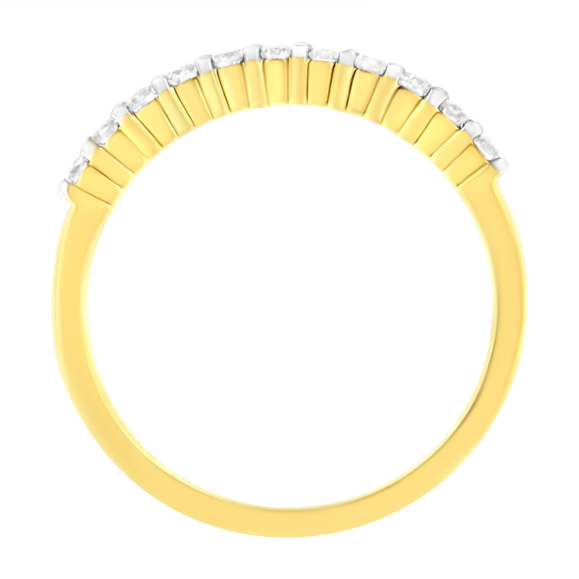 IGI Certified 1/4 Cttw Diamond 10K Yellow Gold Prong Set Fluted Band Style Ring (I-J Color, I2-I3 Clarity) - Friggin Jewelry