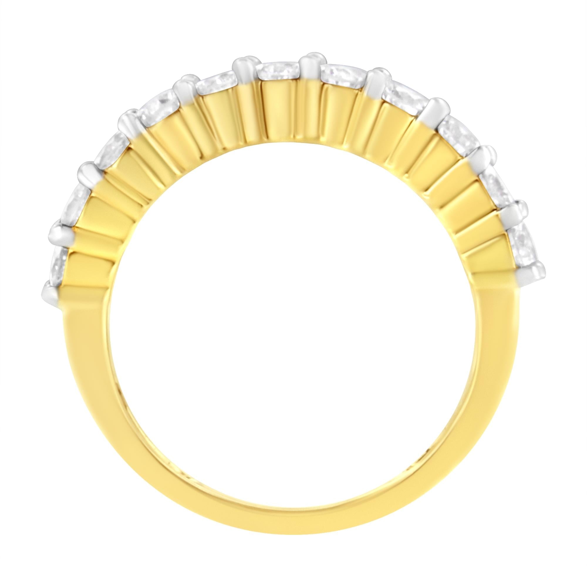 IGI Certified 1.0 Cttw Diamond 10K Yellow Gold Prong Set Fluted Band Style Wedding Ring (J-K Color, I1-I2 Clarity) - Friggin Jewelry