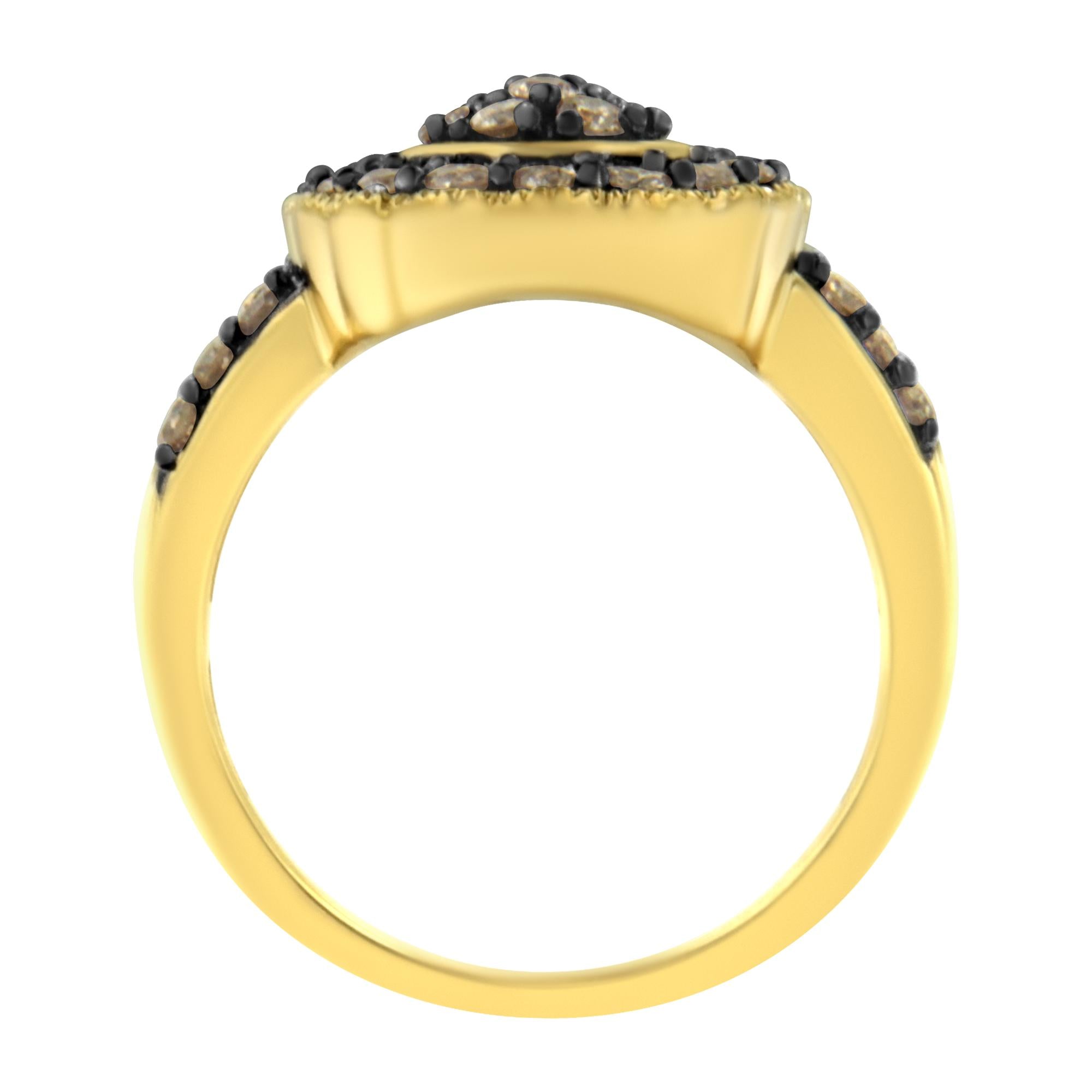 Anillo de cóctel con diamantes de talla pera de 1 1/8 ct engastados en garras, bañado en oro amarillo de 10 quilates y plata de ley 925 (color JK, claridad I1-I2) - Friggin Jewelry