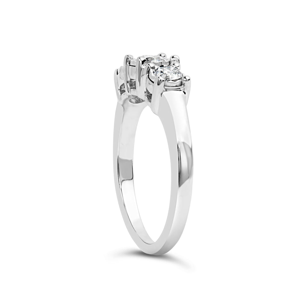 14K White Gold 1/2 Cttw Miracle Set Round Lab Grown Diamond Three Stone Illusion Plate Ring (F-G Color, VS1-VS2 Clarity) - Friggin Jewelry