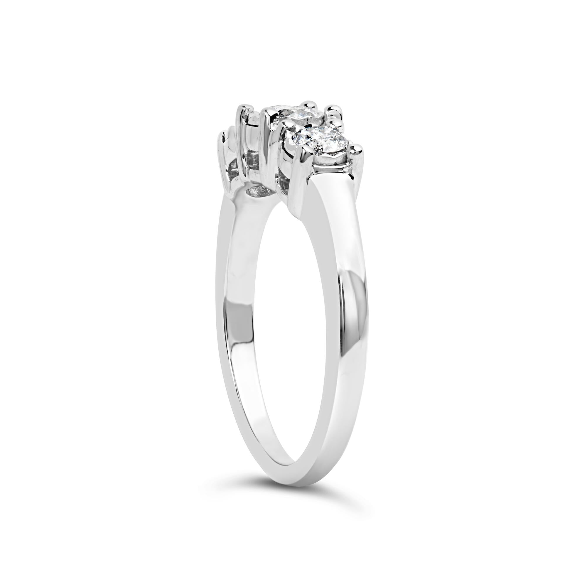14K White Gold 1/2 Cttw Miracle Set Round Lab Grown Diamond Three Stone Illusion Plate Ring (F-G Color, VS1-VS2 Clarity) - Friggin Jewelry