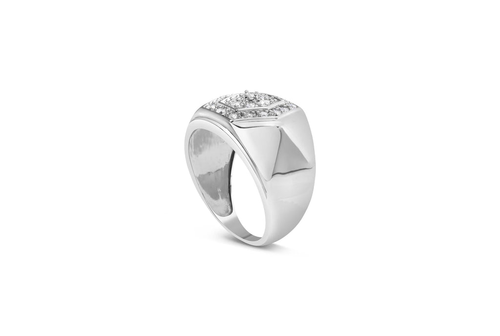 Men's .925 Sterling Silver 1/2 Cttw Multi-Diamond Hexagon Frame Ring (I-J Color, I3 Clarity) - Friggin Jewelry