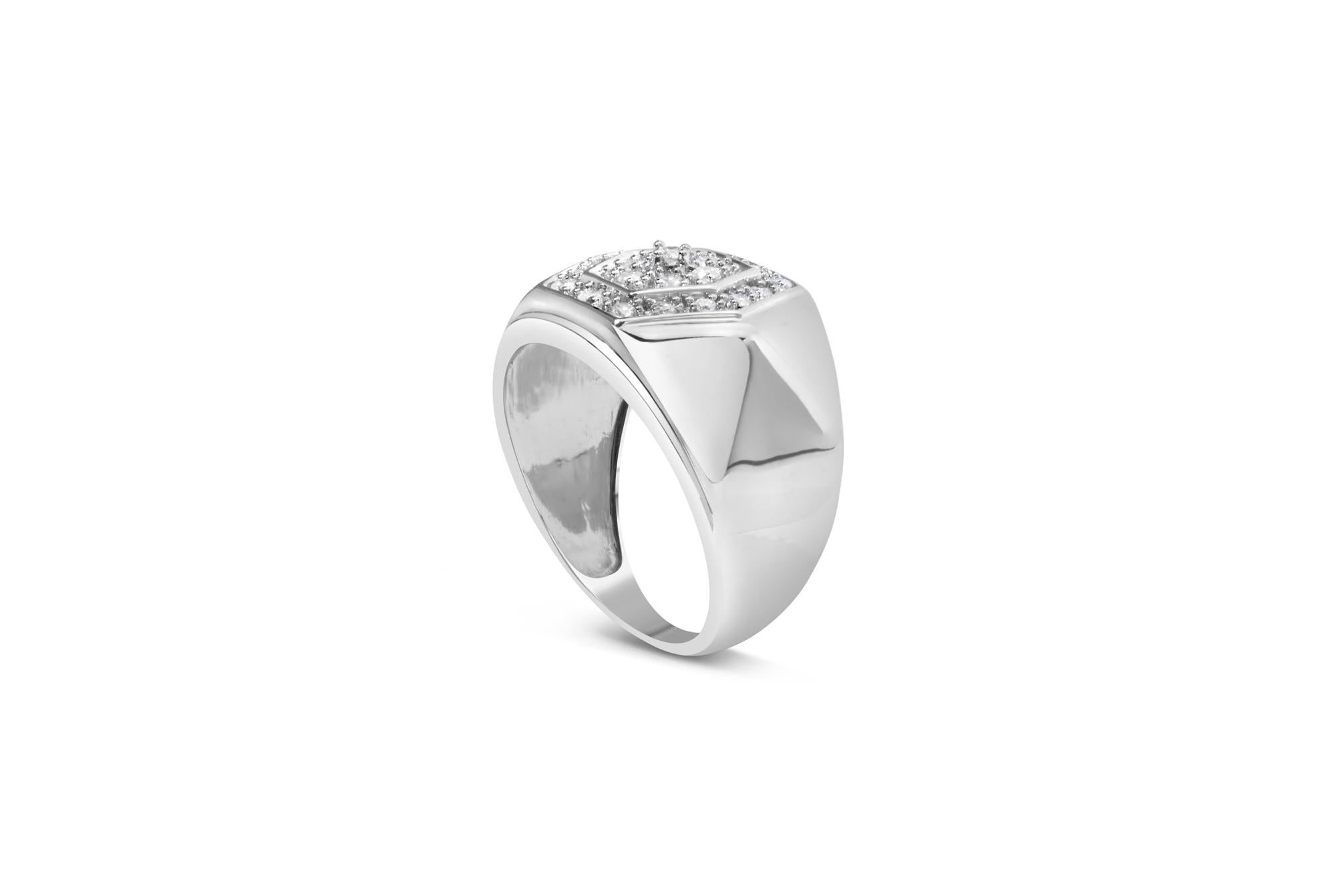 Men's .925 Sterling Silver 1/2 Cttw Multi-Diamond Hexagon Frame Ring (I-J Color, I3 Clarity) - Friggin Jewelry