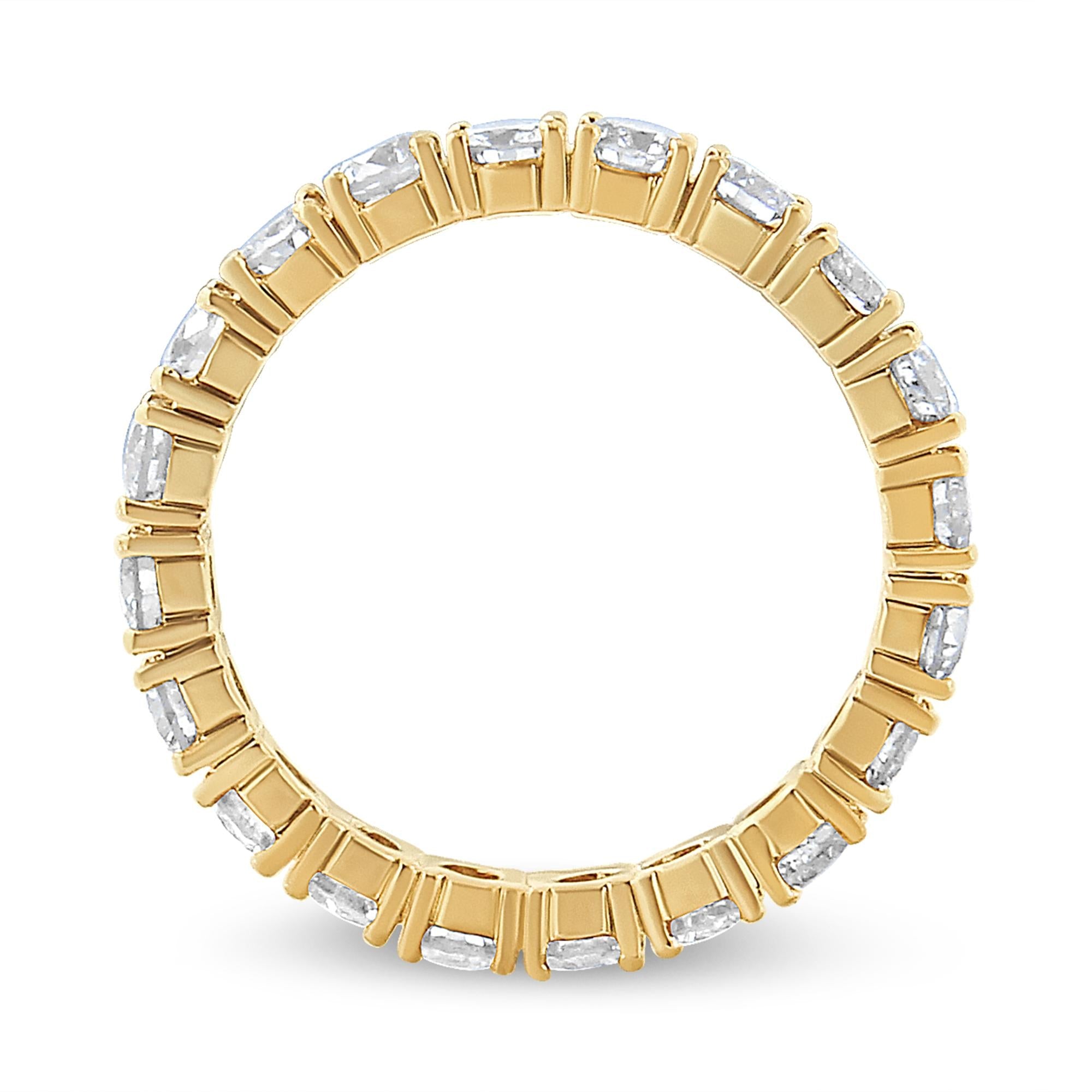 14K Yellow Gold 2.00 Cttw Shared Prong Set Round Cut Diamond Eternity Band (J-K Color, VS1-VS2 Clarity) - Friggin Jewelry