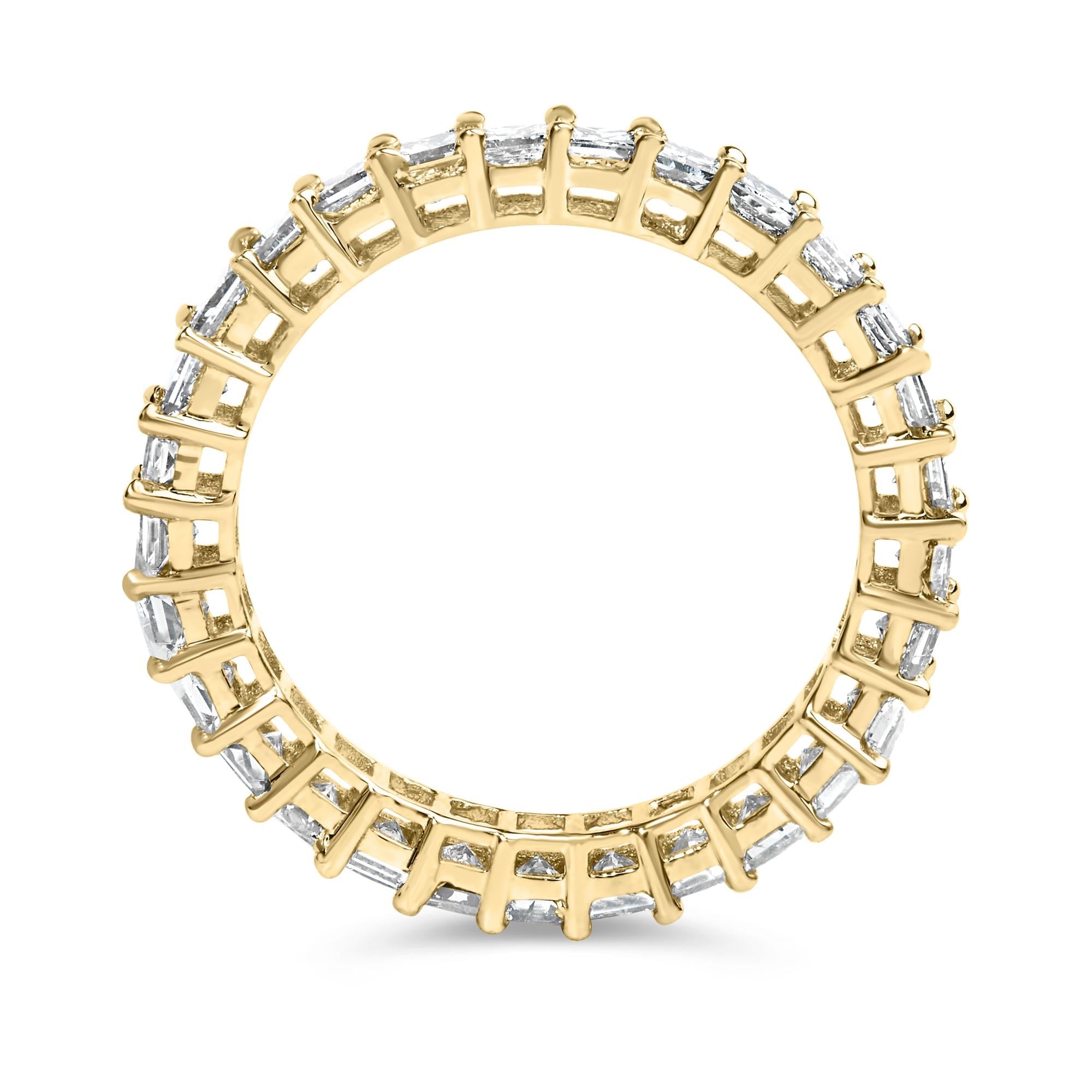 14K Yellow Gold 2.00 Cttw Shared Prong Set Princess Cut Diamond Eternity Band Ring (J-K Color, SI1-SI2 Clarity) - Ring Size 7 - Friggin Jewelry