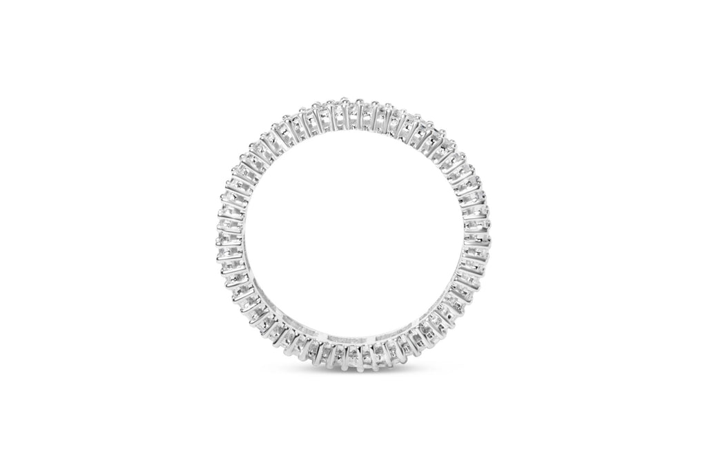 Anillo de eternidad de doble fila de diamantes de talla princesa de 1,0 quilates en oro blanco de 10 quilates - Friggin Jewelry